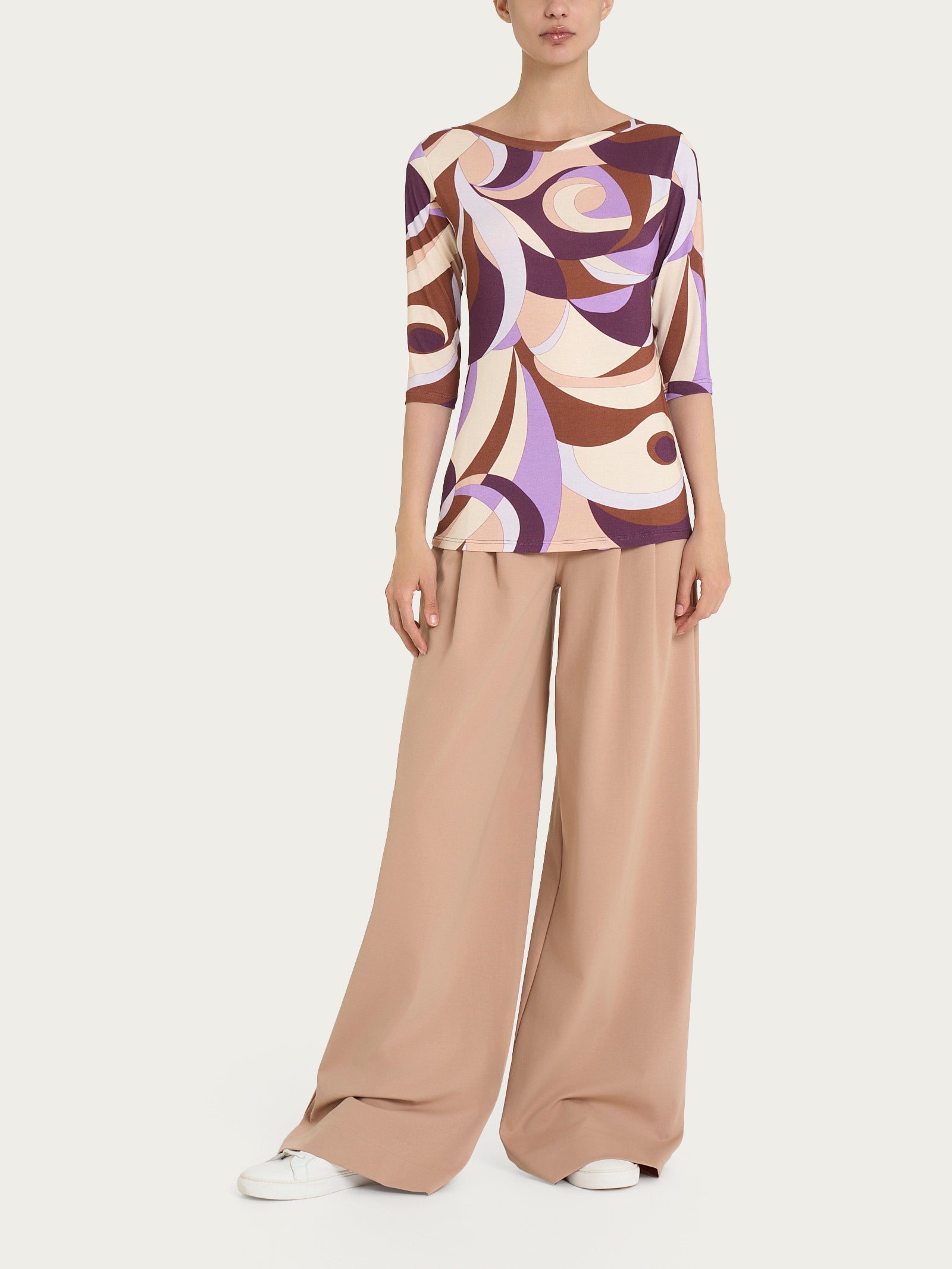 Ragno Viscosa Summer Scollo Barchetta maglietta Fant. Plum Perfect viscosa