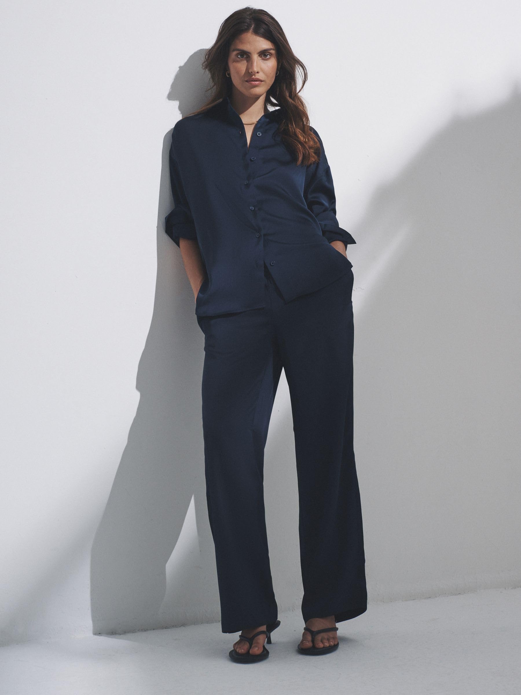 Geo Next The Set Coordinato Raso Camicia e Pantaloni Donna