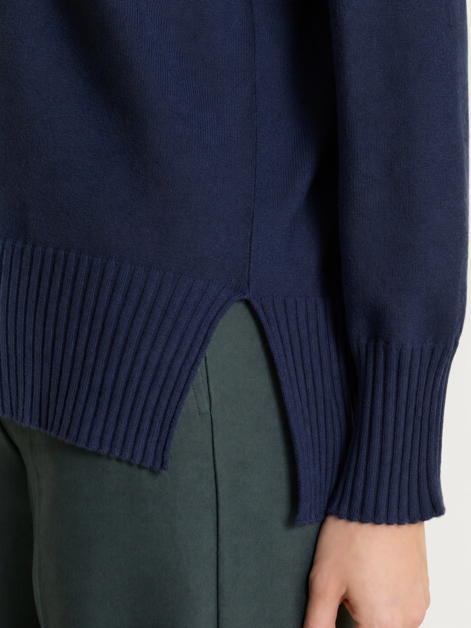 Ragno Polo manica lunga maglia Soft Wool blu boxy