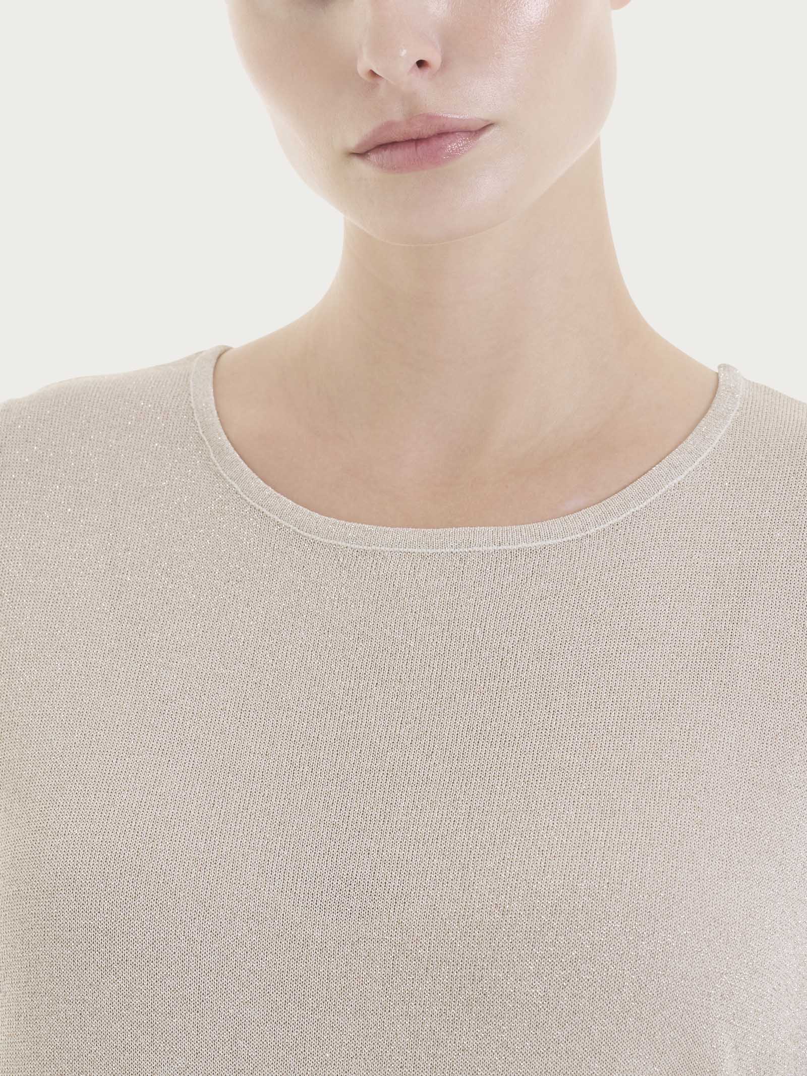 Ragno Crepe Lurex Maglia Smanicata Donna Lilac Ash luminosa