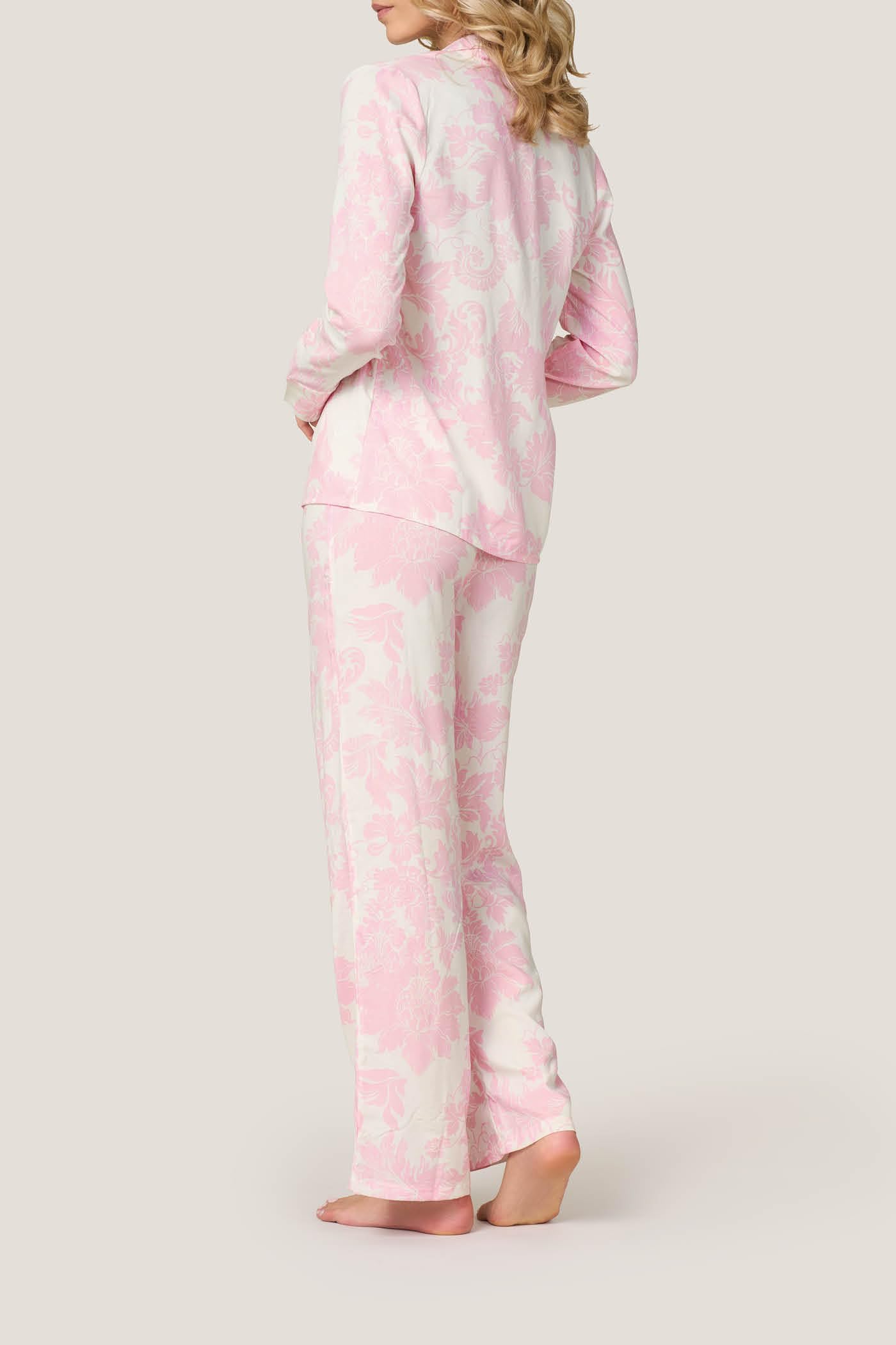 Goldenpoint Pigiama Donna Lungo Abbottonato Stampa Foliage