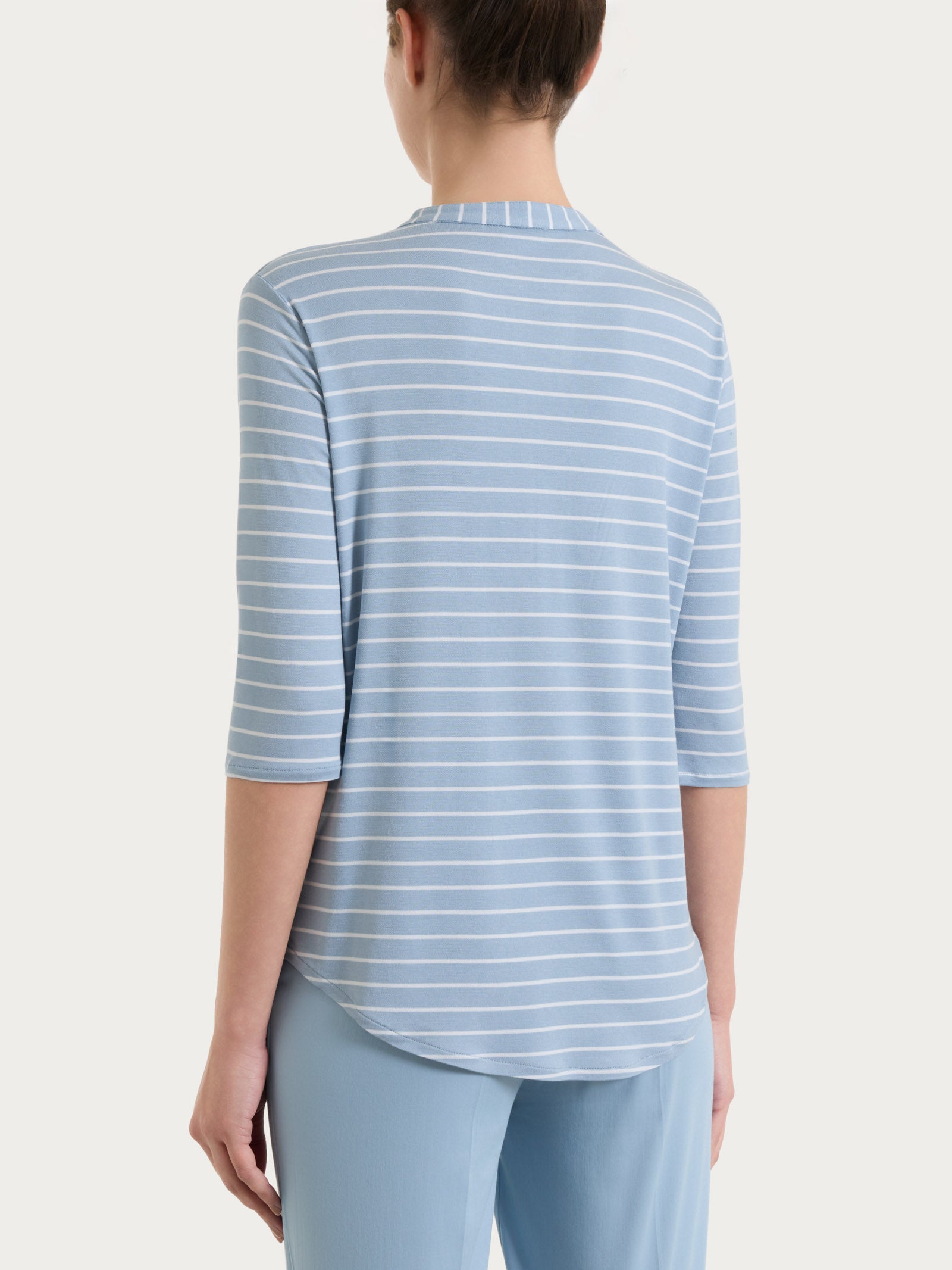 Ragno Summer Light Maglietta Righe Serafino Dusty Blue