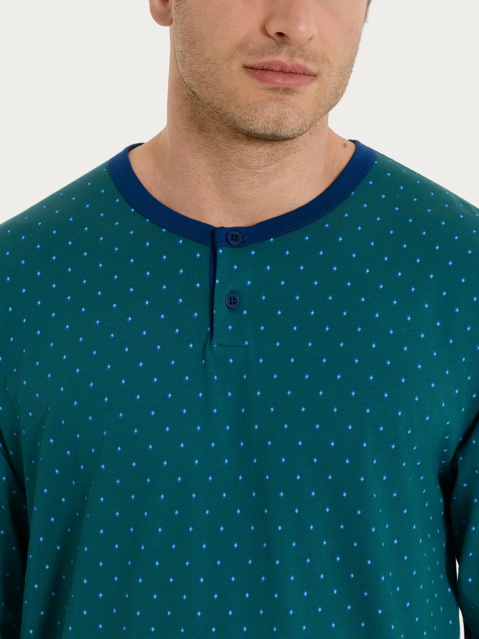 Ragno Pigiama Lungo Serafino Jersey Cotone Bayberry