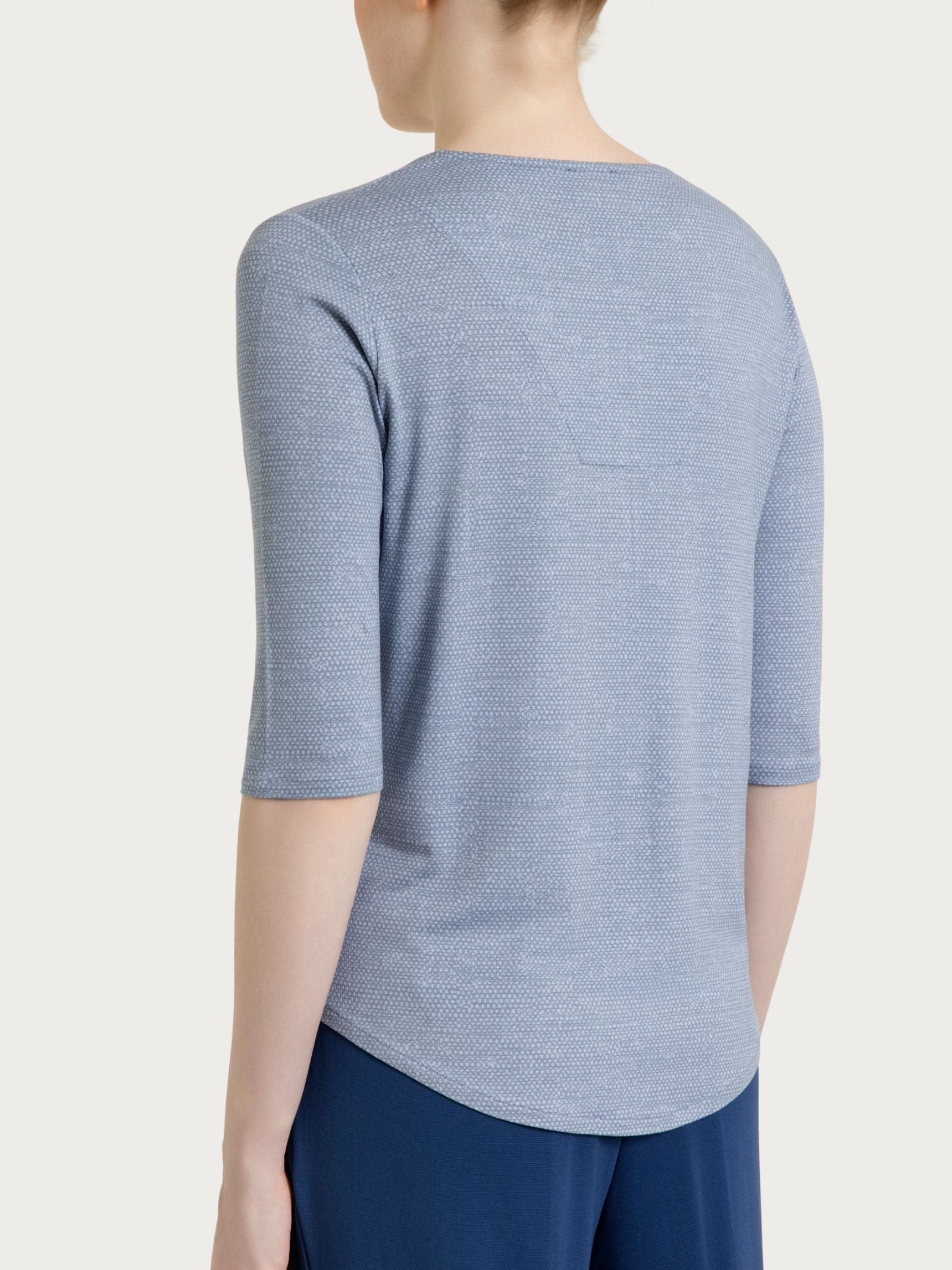 Ragno maglietta serafino viscosa manica 3/4 dusty blue