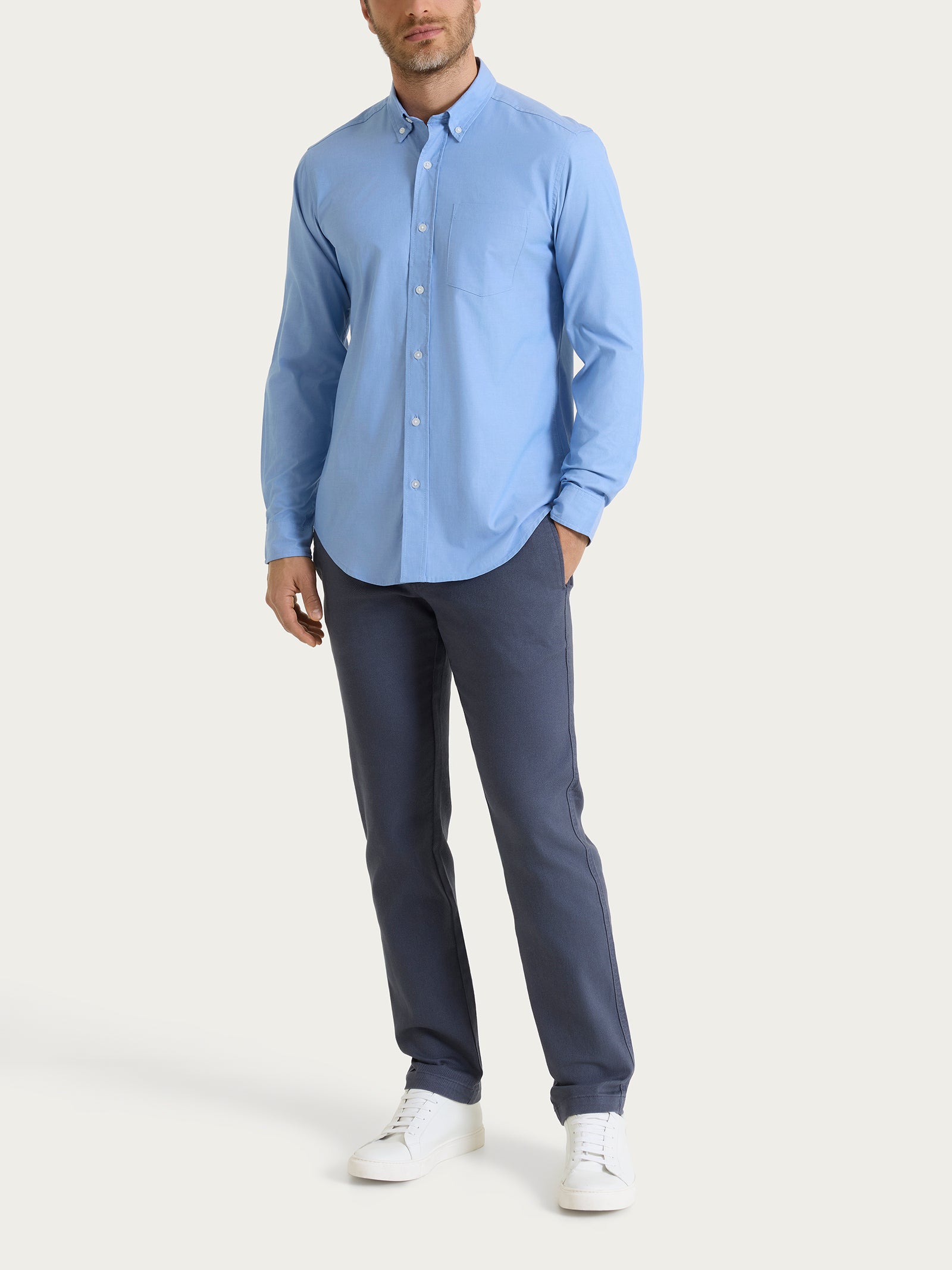 Ragno Oxford Double Twisted camicia uomo Ashleigh Blue puro cotone