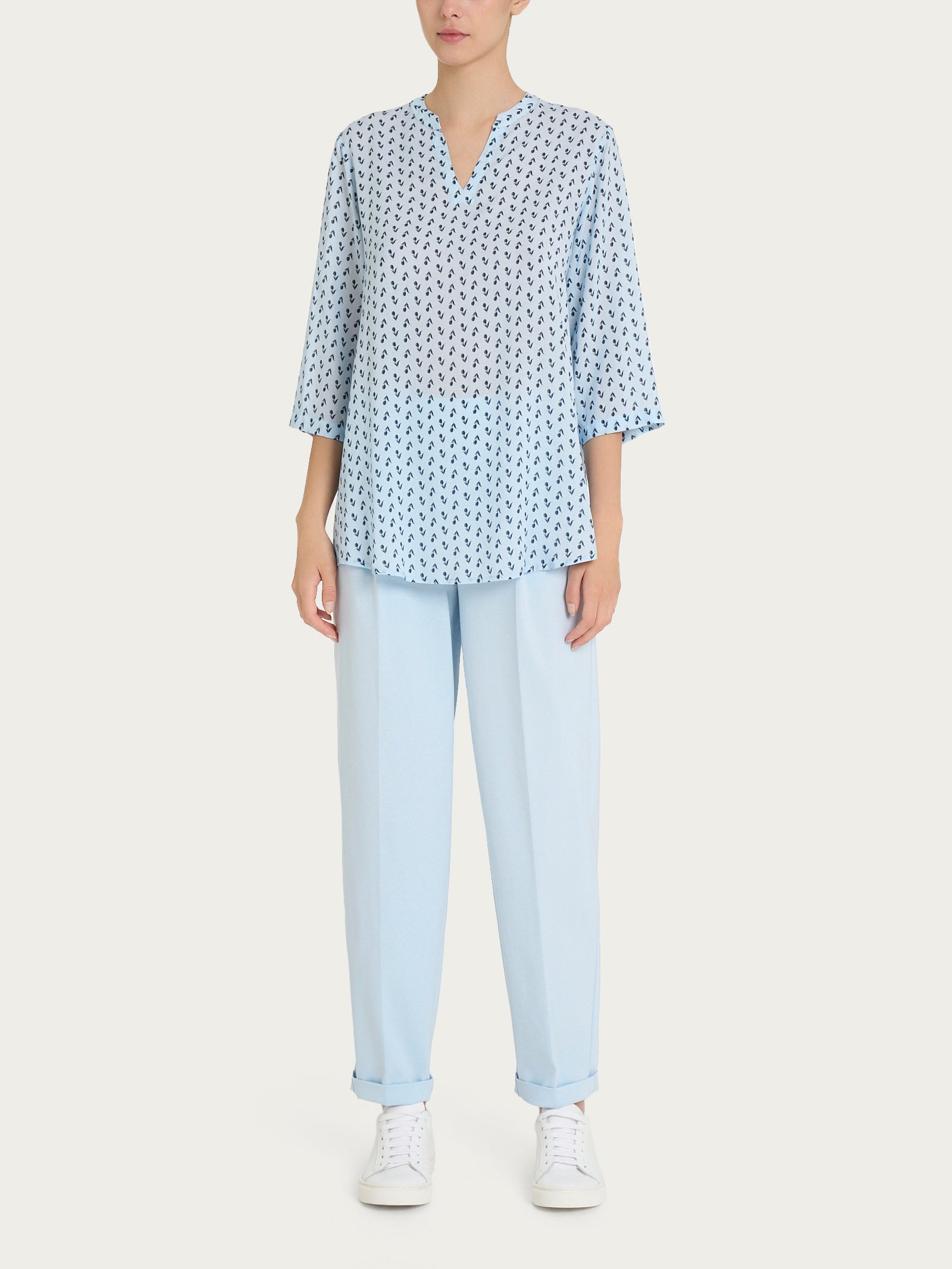 Ragno EcoSeta Blusa Scollo V Tulips Blusa Fant. Skyway