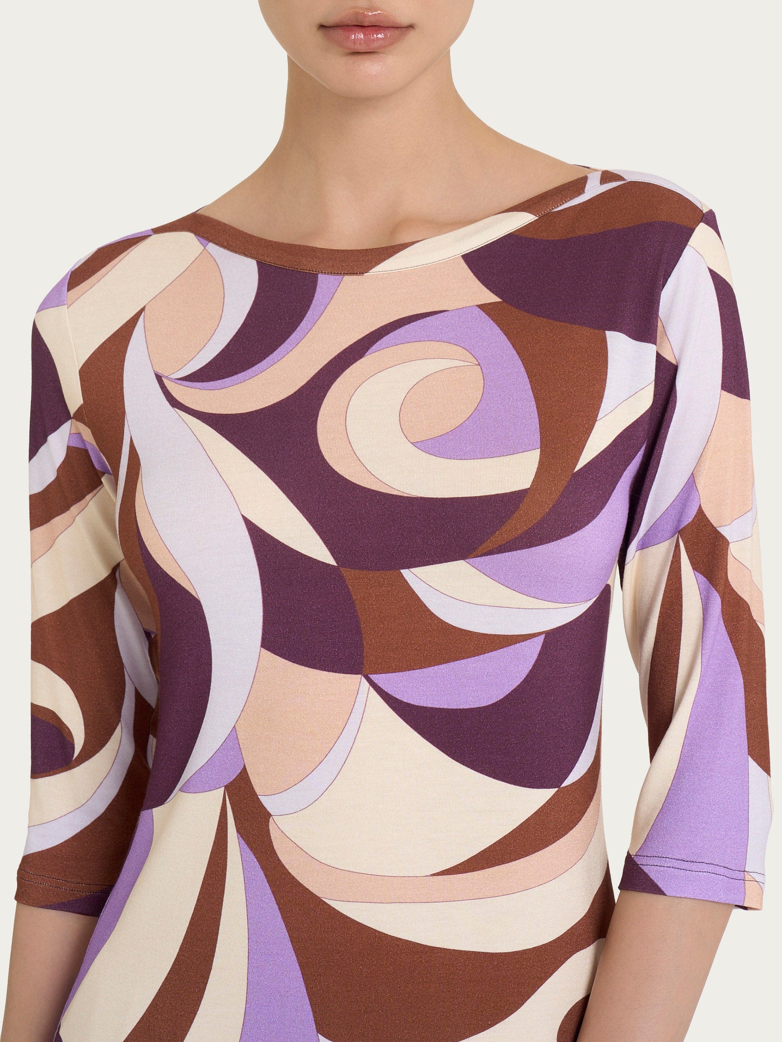 Ragno Viscosa Summer Scollo Barchetta maglietta Fant. Plum Perfect viscosa