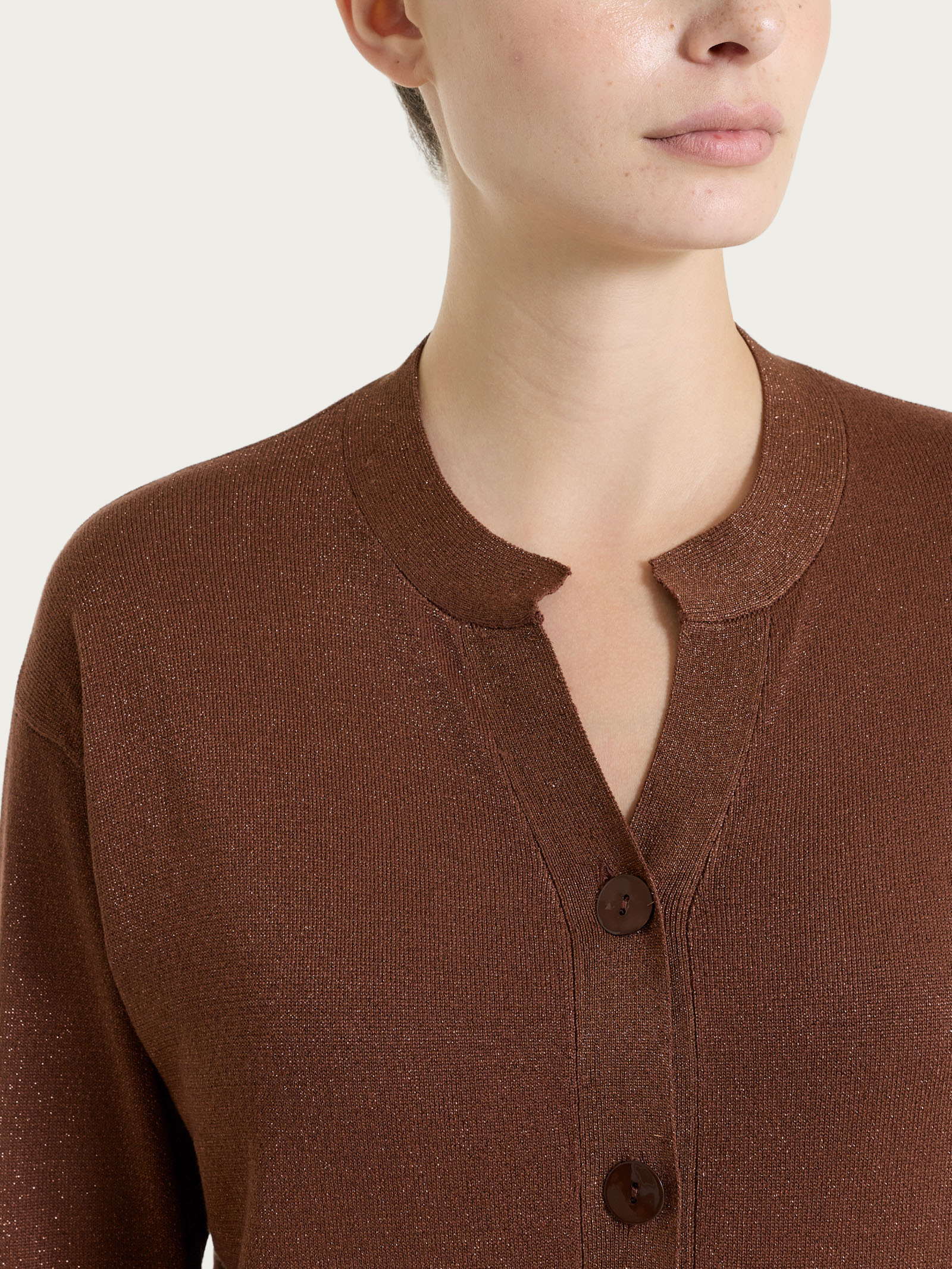 Ragno Summertime Cardigan bottoni lurex cappuccino