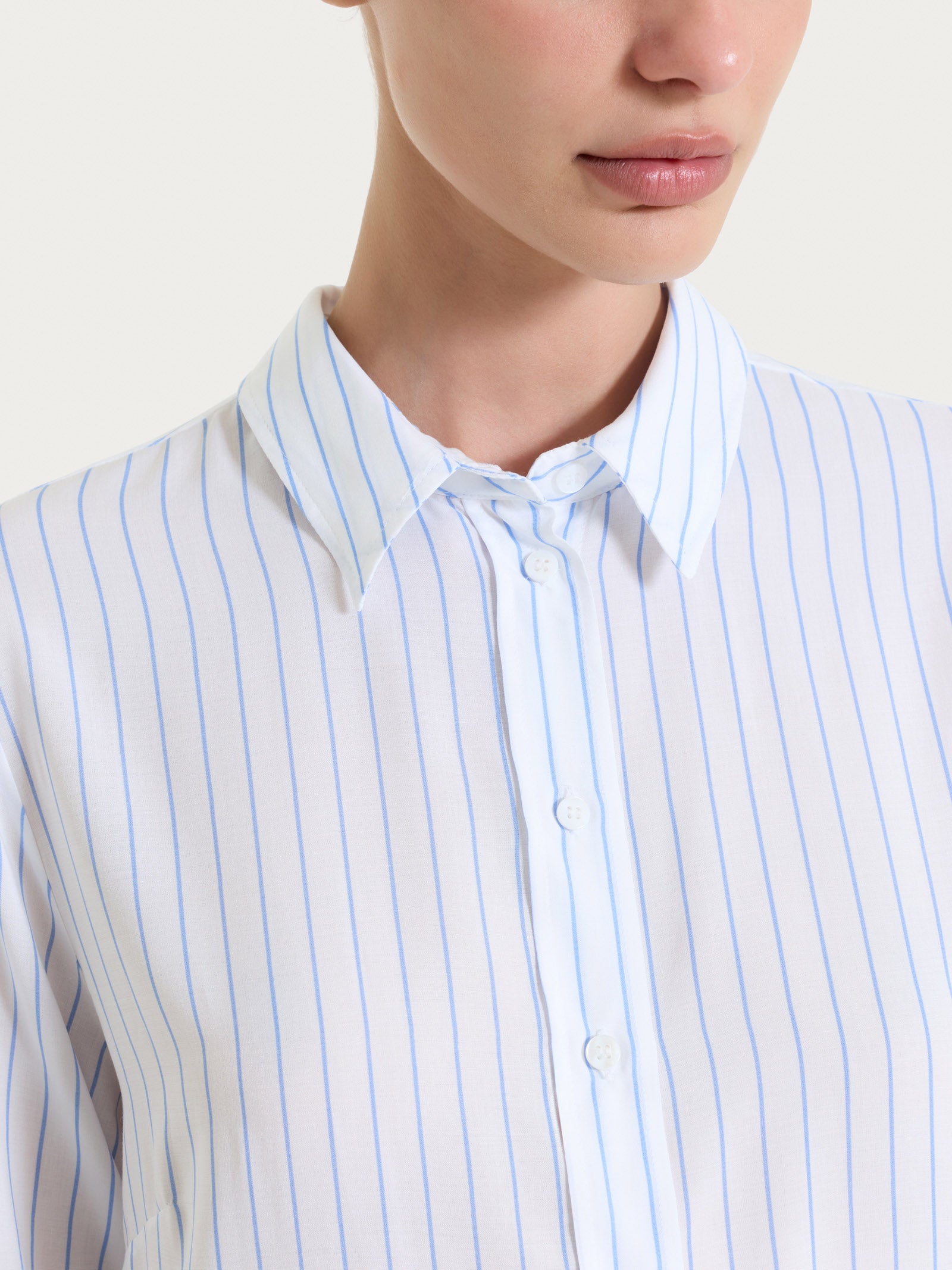 Ragno EcoSeta camicia a righe Bel Air Blue raso viscosa