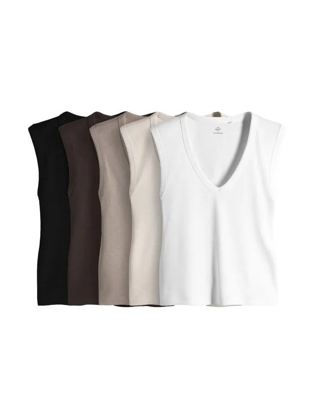 Geo Next The Set 5 canotte coste scollo V nero marrone