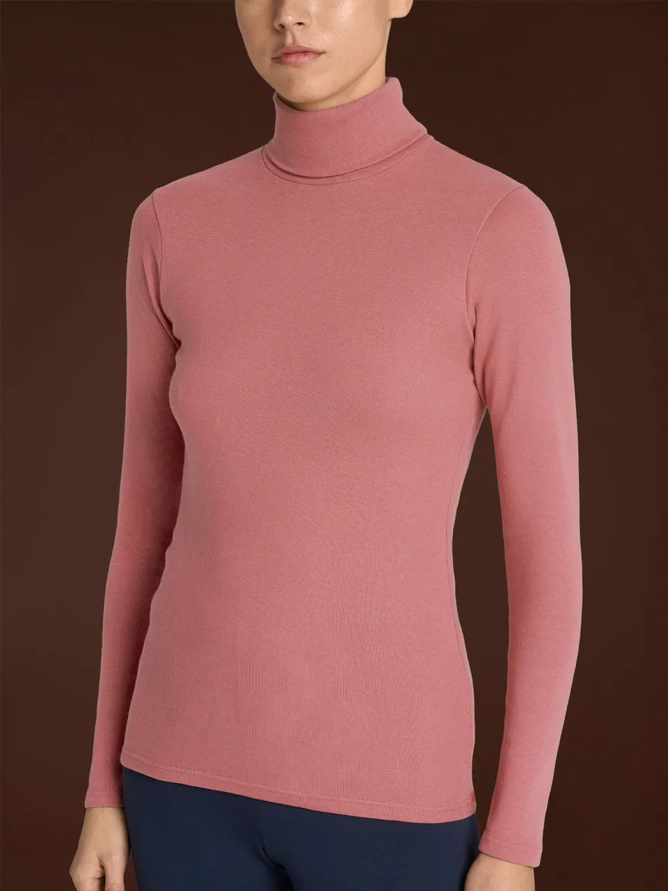 Ragno Thermo Cotton dolcevita donna rosa antico cotone garzato