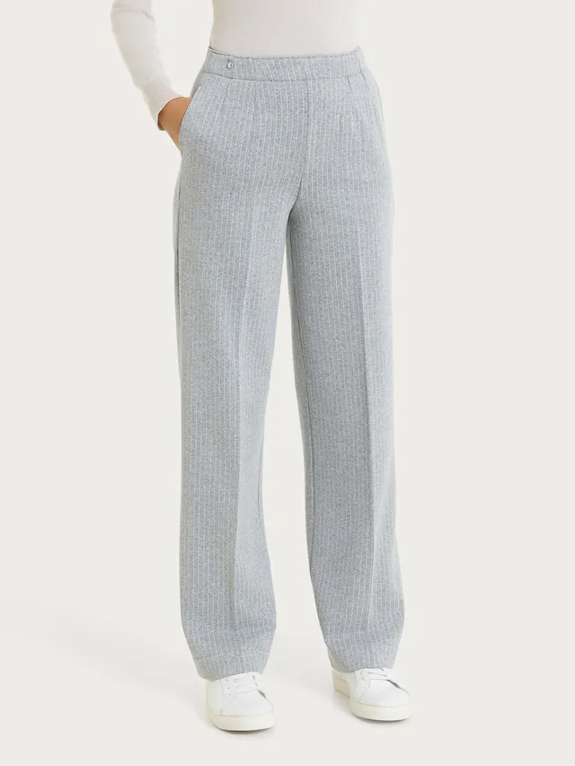 Ragno Compact pantalone ampio gessato Fant.Grigio Mel.