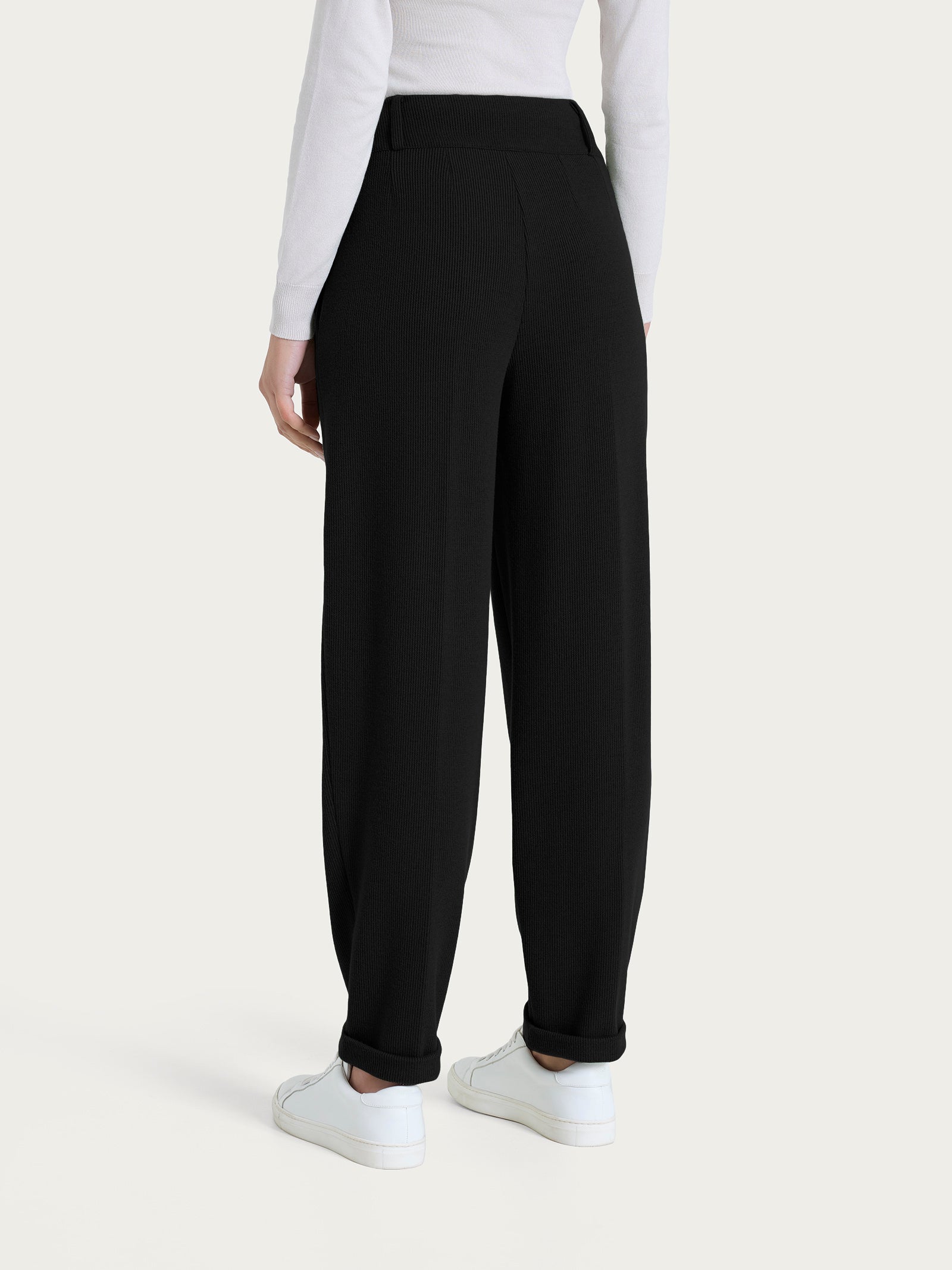 Ragno Relaxed Pantalone Carota Velvet Nero con pinces invernale