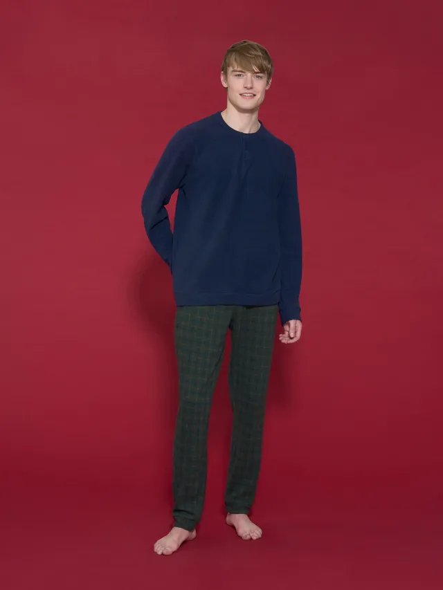 Ragno Pigiama Lungo Serafino Cotton Eco Pile fantasia smeraldo caldo