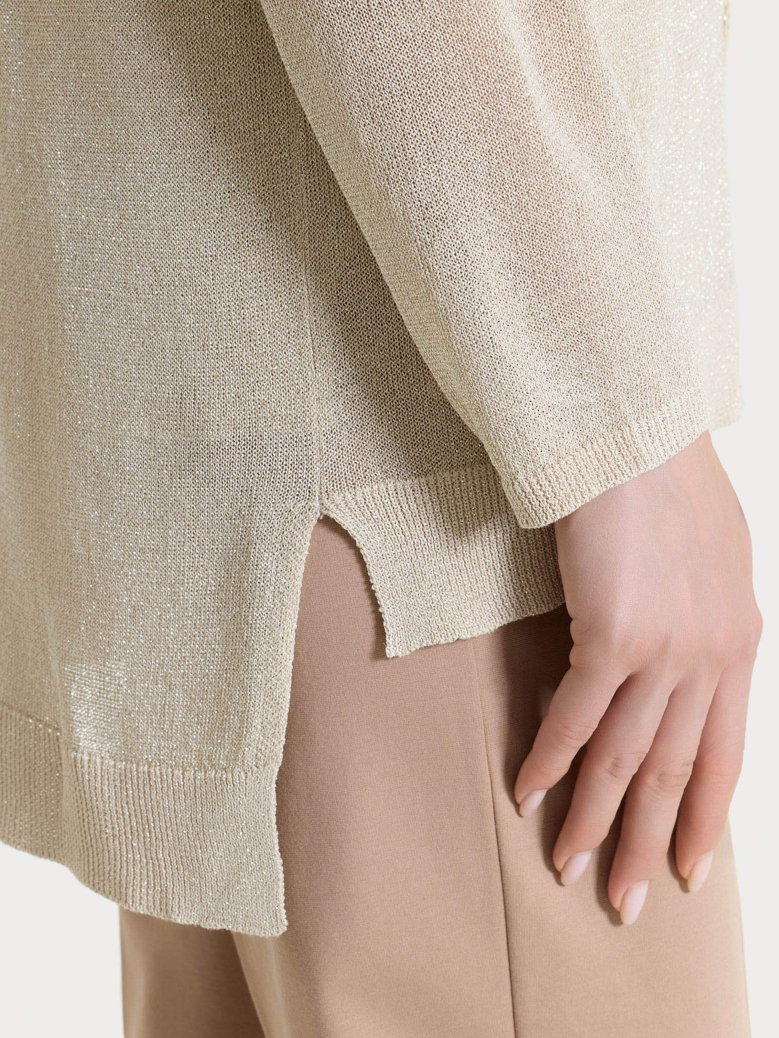 Ragno Crêpe Lurex Cardigan Donna Champignon bottoni