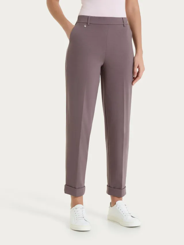 Ragno Compact Light pantalone a carota Plum Truffle con tasche