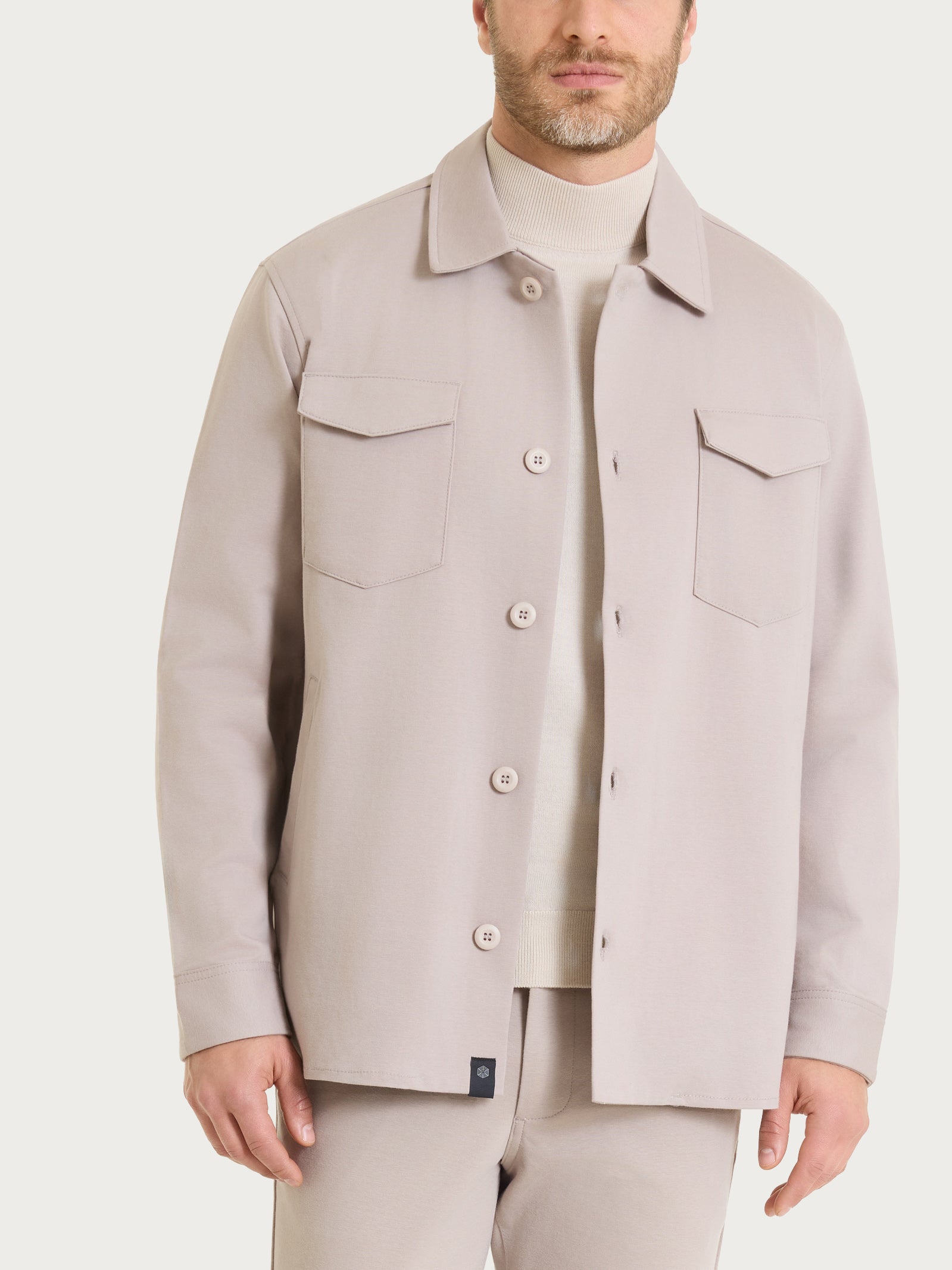 Ragno Cotton Compact Shacket giacca grigia String elasticizzata