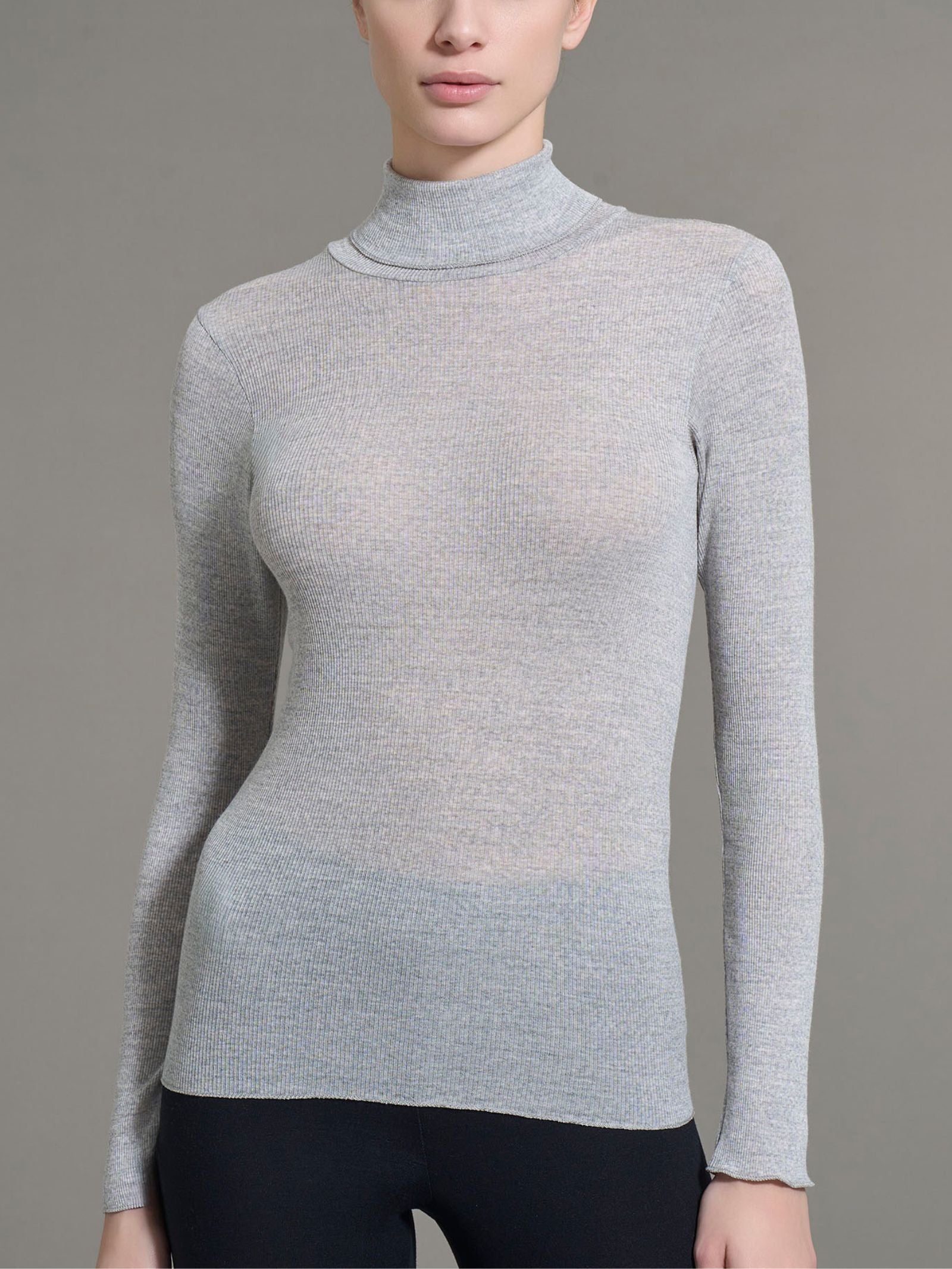 Ragno Lana Seta Dolcevita maglia vapore mel. lana
