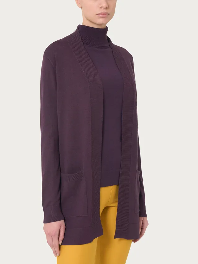 Ragno Four Seasons Cardigan lungo donna plum perfect tasche