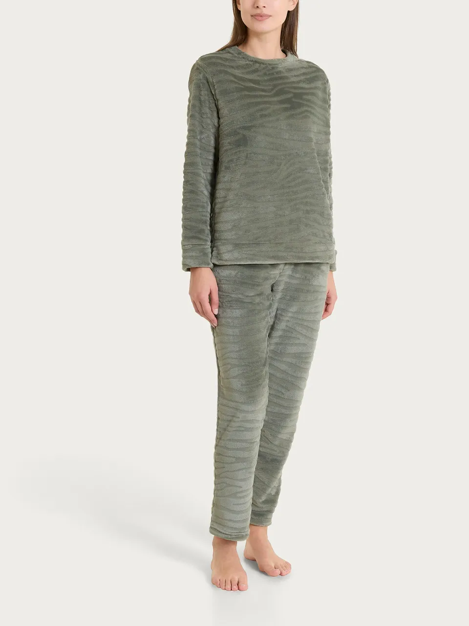 Ragno Coral Fleece Tuta Girocollo Pigiama Shadow Calda