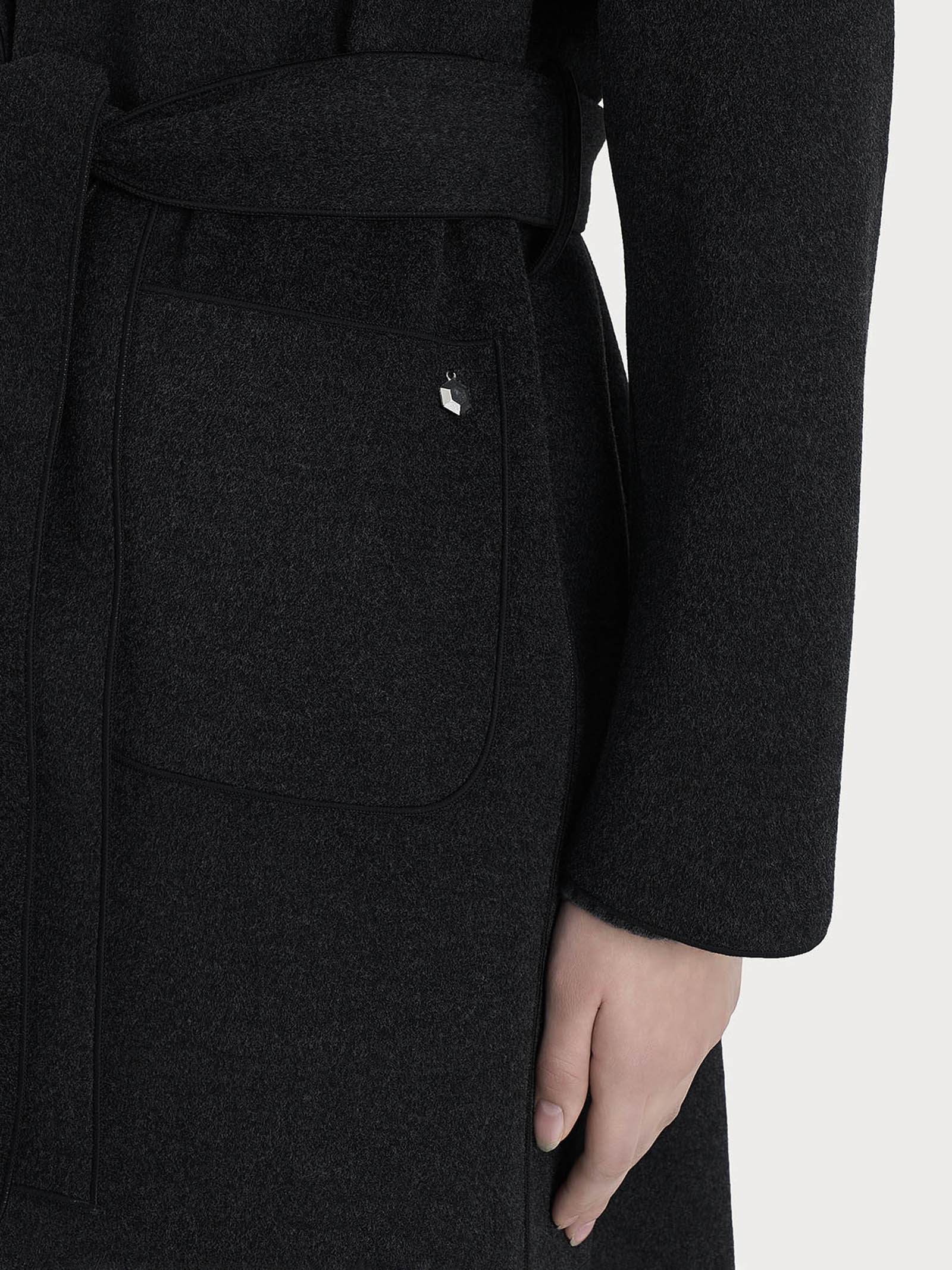 Ragno Vegan Wool Cappotto Lungo Bottoni Nero