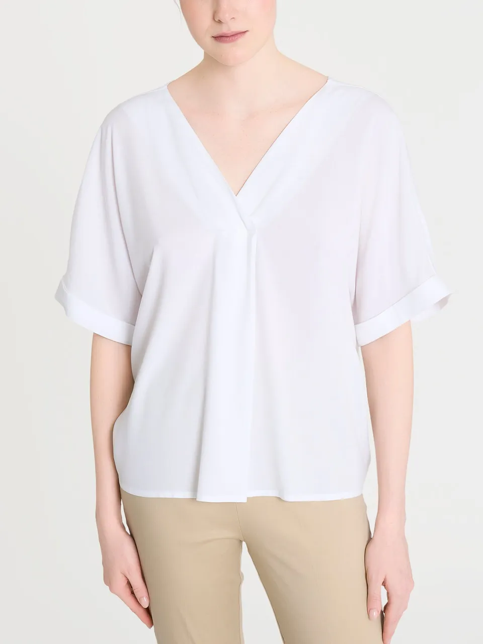 Ragno EcoSeta Blusa scollo V camicia bianco viscosa