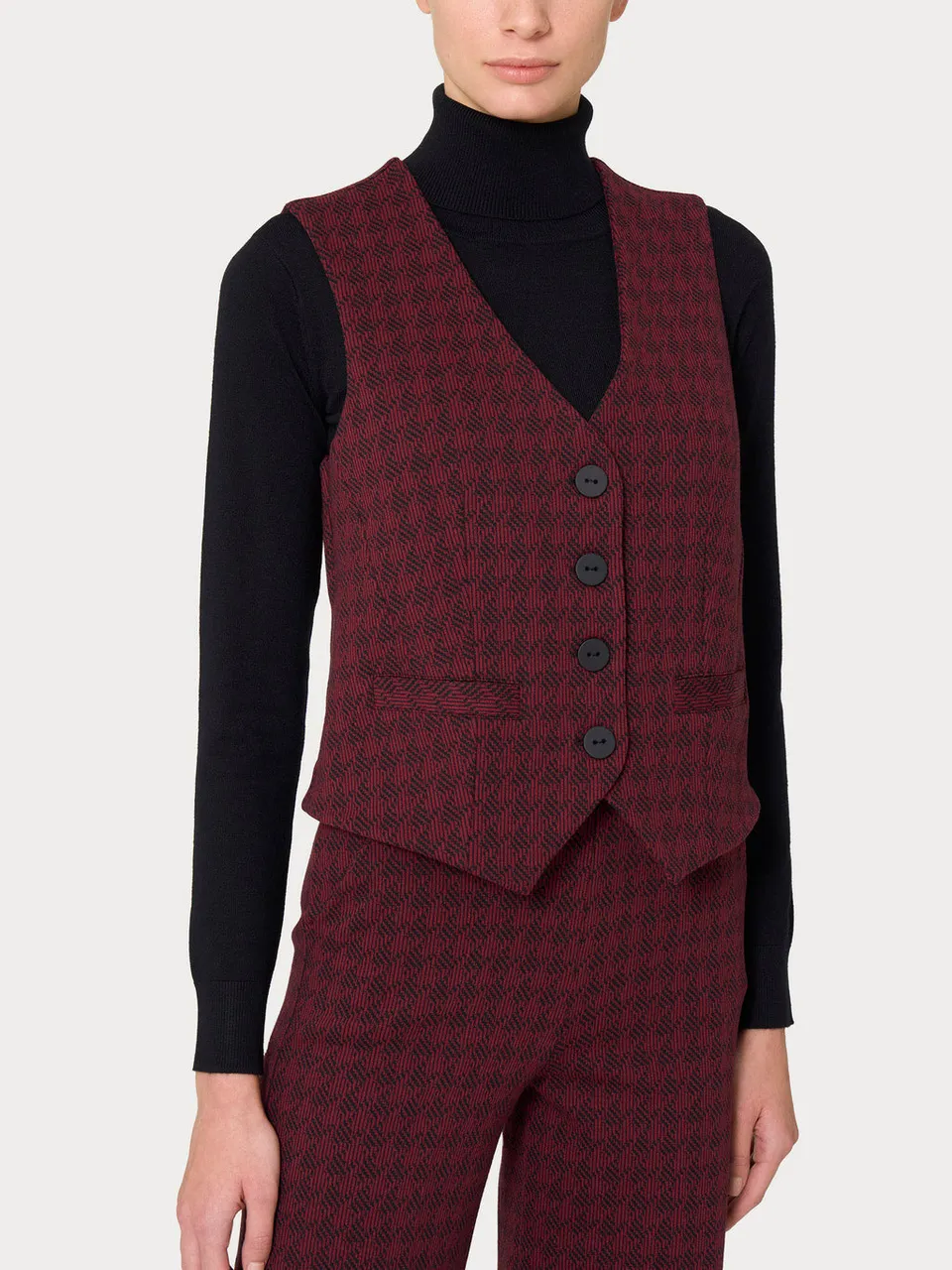 Ragno Eco Jacquard Gilet con quattro bottoni tibetan red