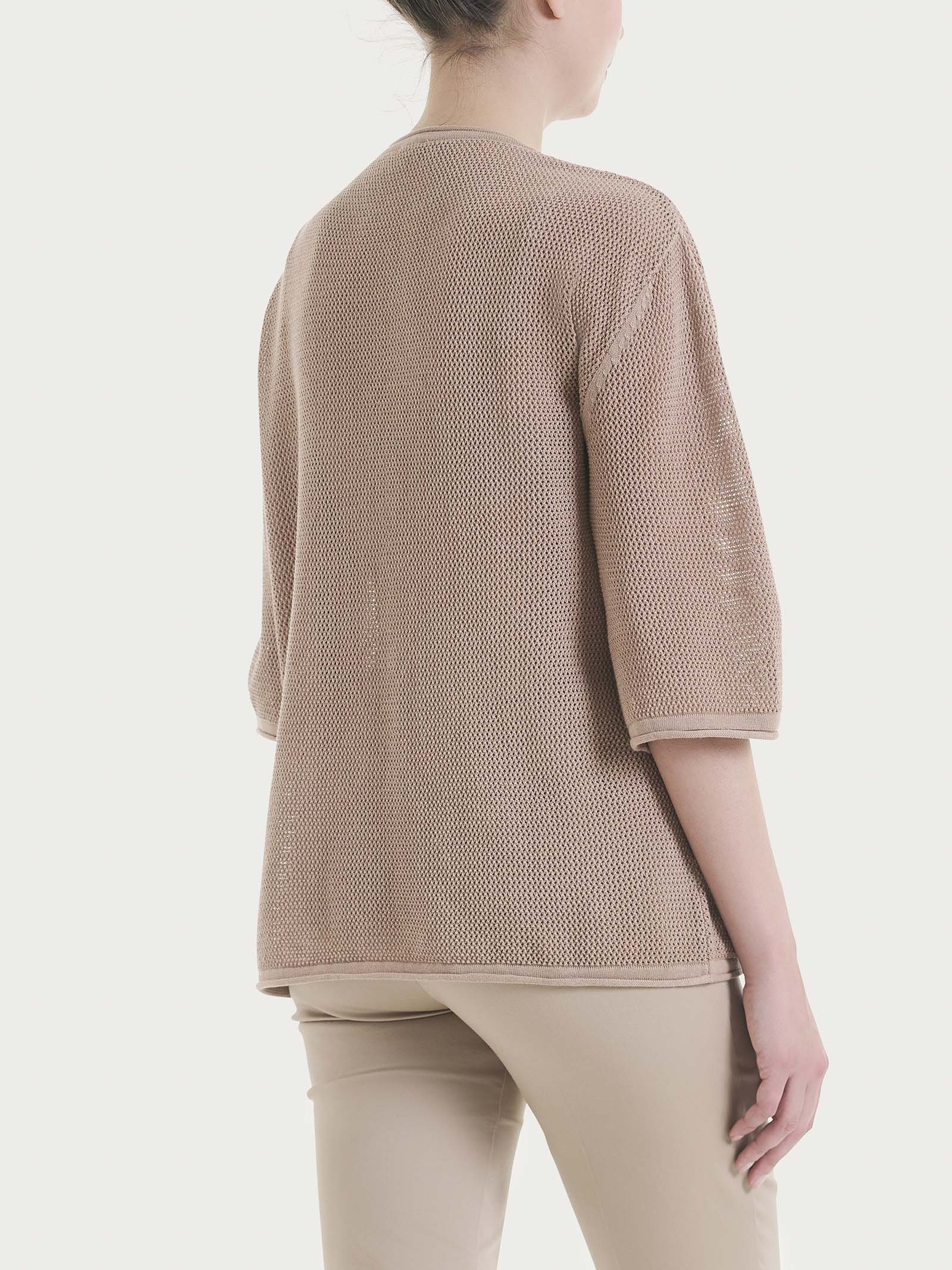 Ragno maglia girocollo punto rete cotone Warm Taupe