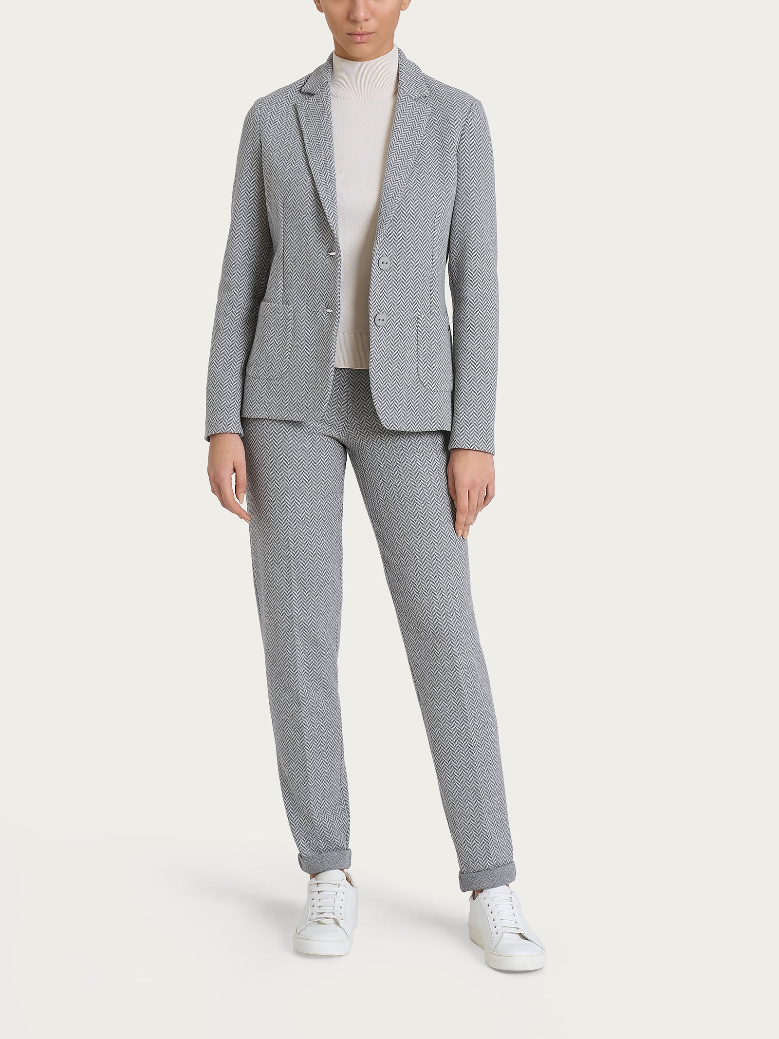 Ragno Compact Blazer 2 Bottoni Grigio Jacquard