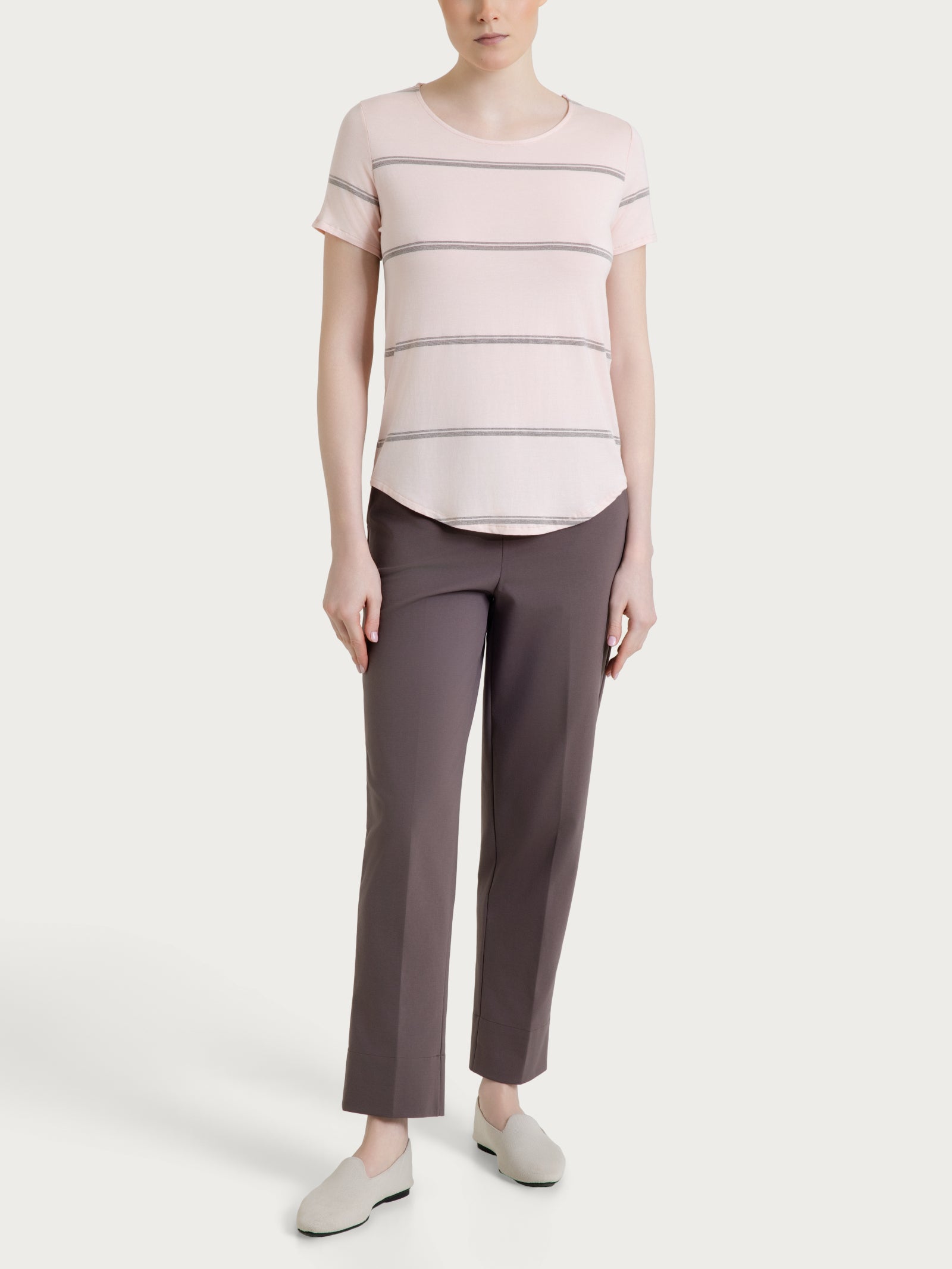 Ragno Viscosa Summer Maglietta Righe Cameo Rose lurex