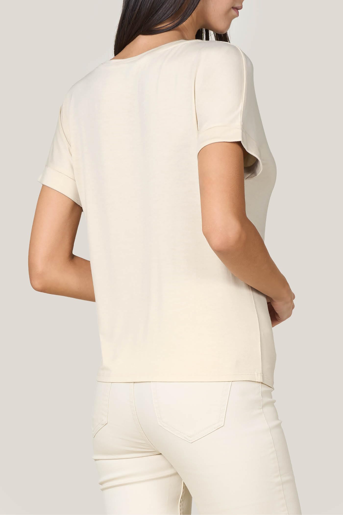 Goldenpoint Maglia Scollo Tondo Manica Corta Risvolto Lunghezza Regolare donna