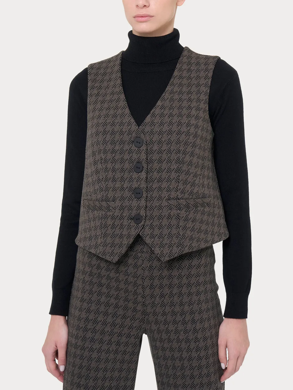 Ragno Comfort Gilet 4 Bottoni Eco Jacquard Fant. Pine Bark