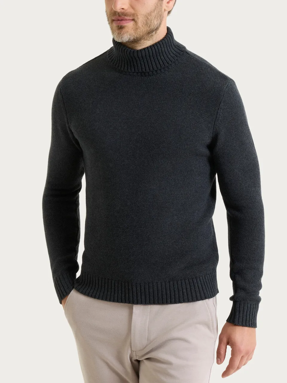 Ragno Winter Cotton dolcevita uomo Nero Mel. cotone
