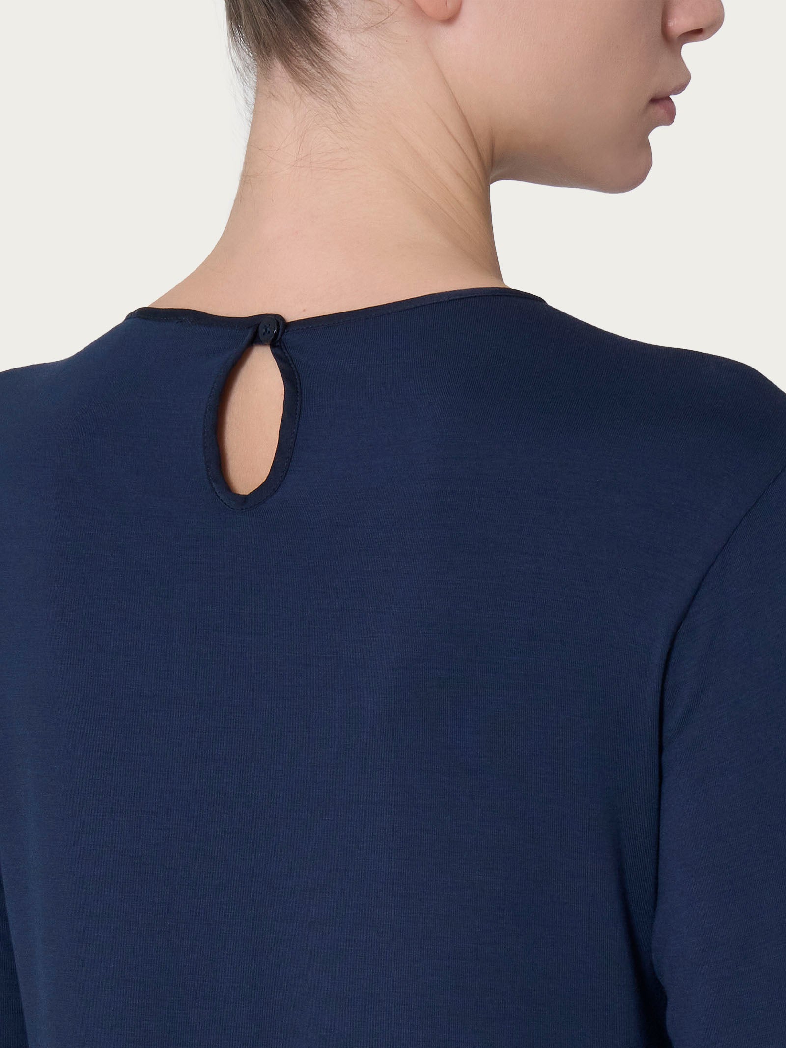 Ragno Viscosa Summer blusa girocollo donna blu manica lunga