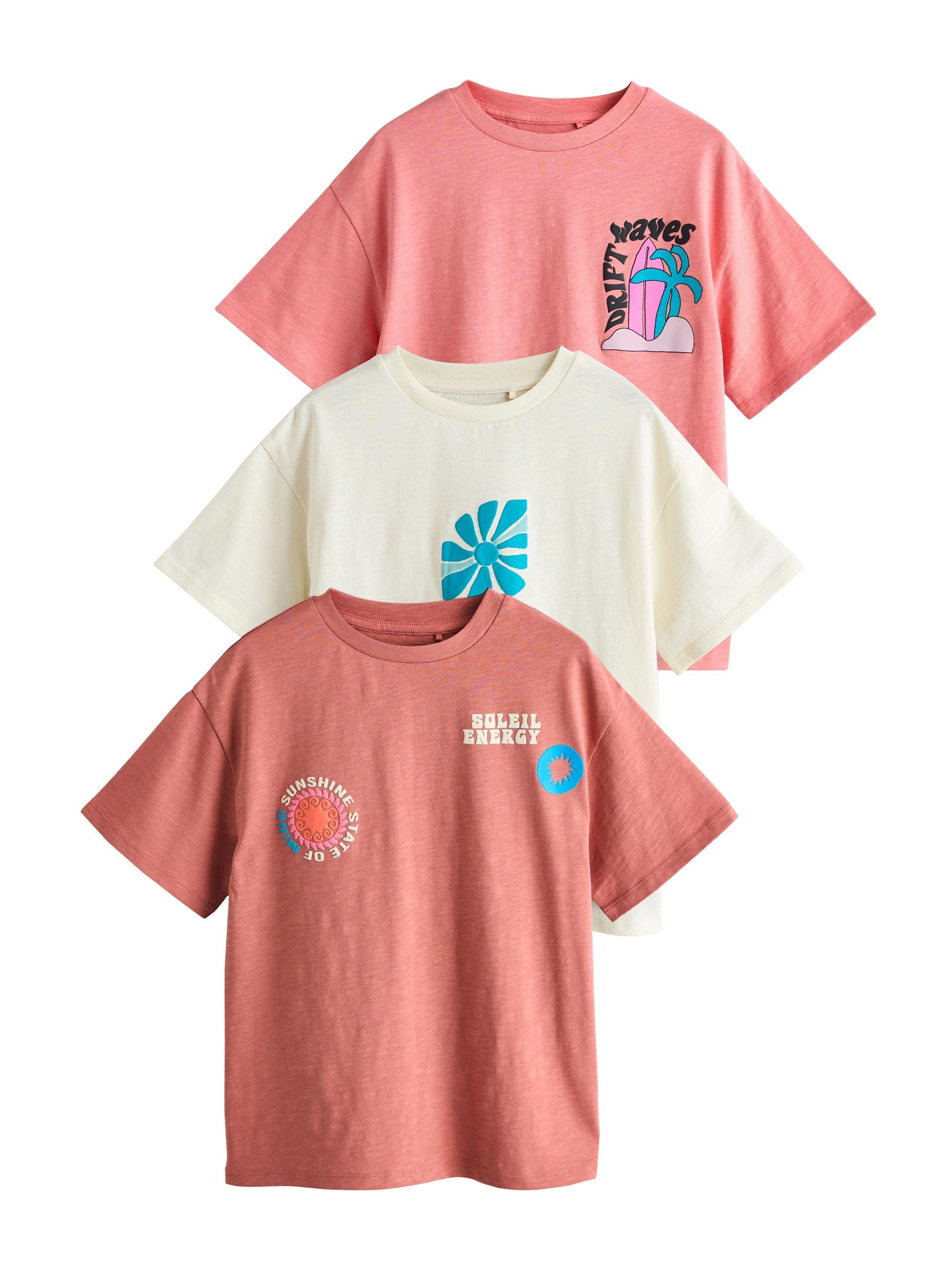 Next T-Shirt Oversize stampa bambina 3 pezzi 104 comoda