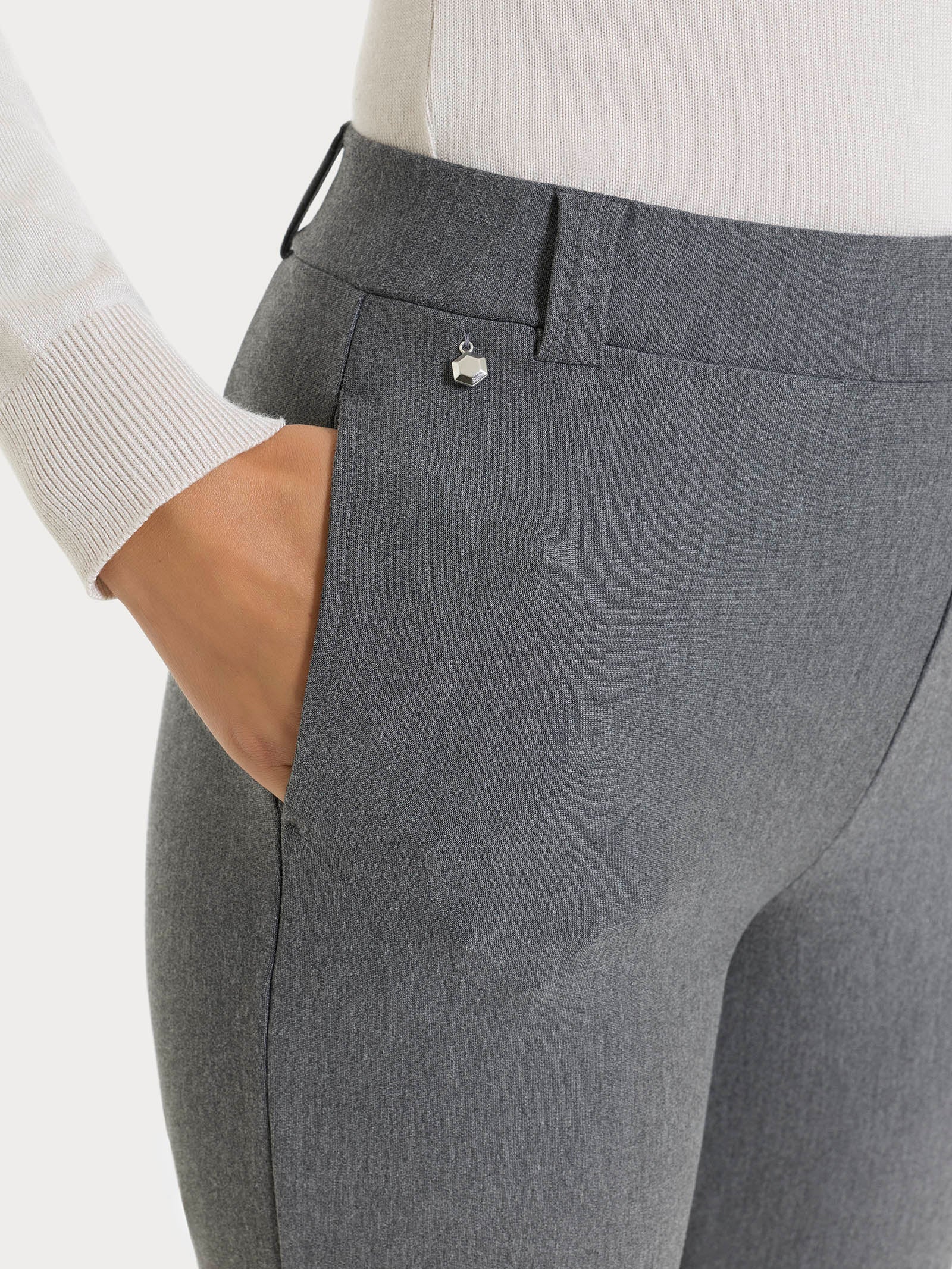 Ragno Compact Pantalone The Straight Leg Ardesia Mel Elasticizzato