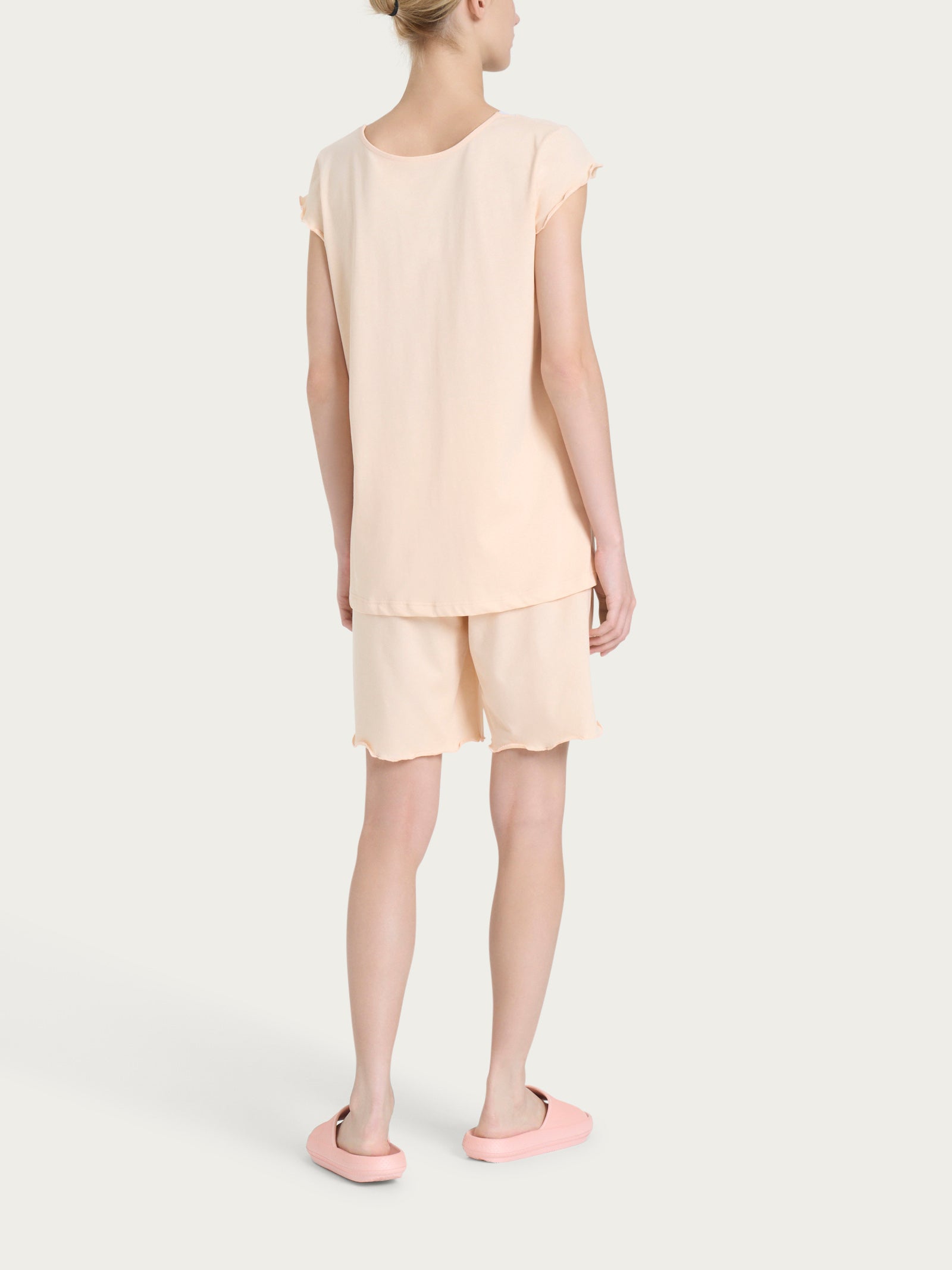 Ragno Pigiama Corto Jersey Cotone Scollo V Pale Peach