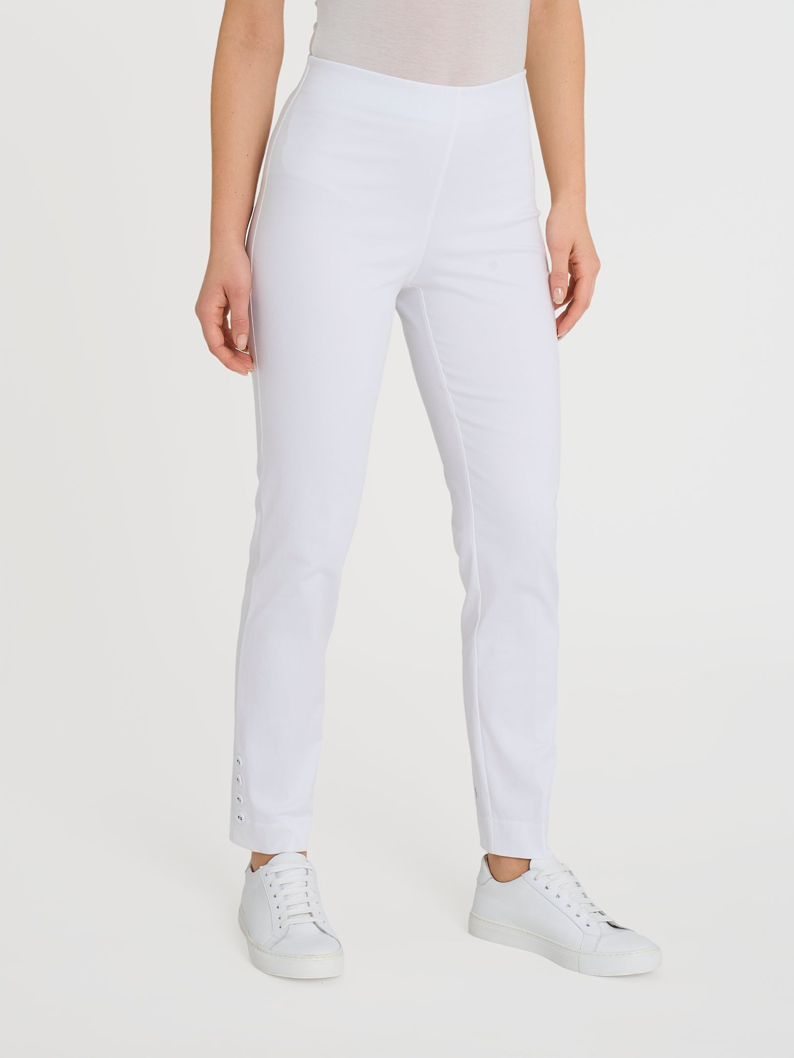 Ragno Satin Power Pantalone capri Bianco con bottoni