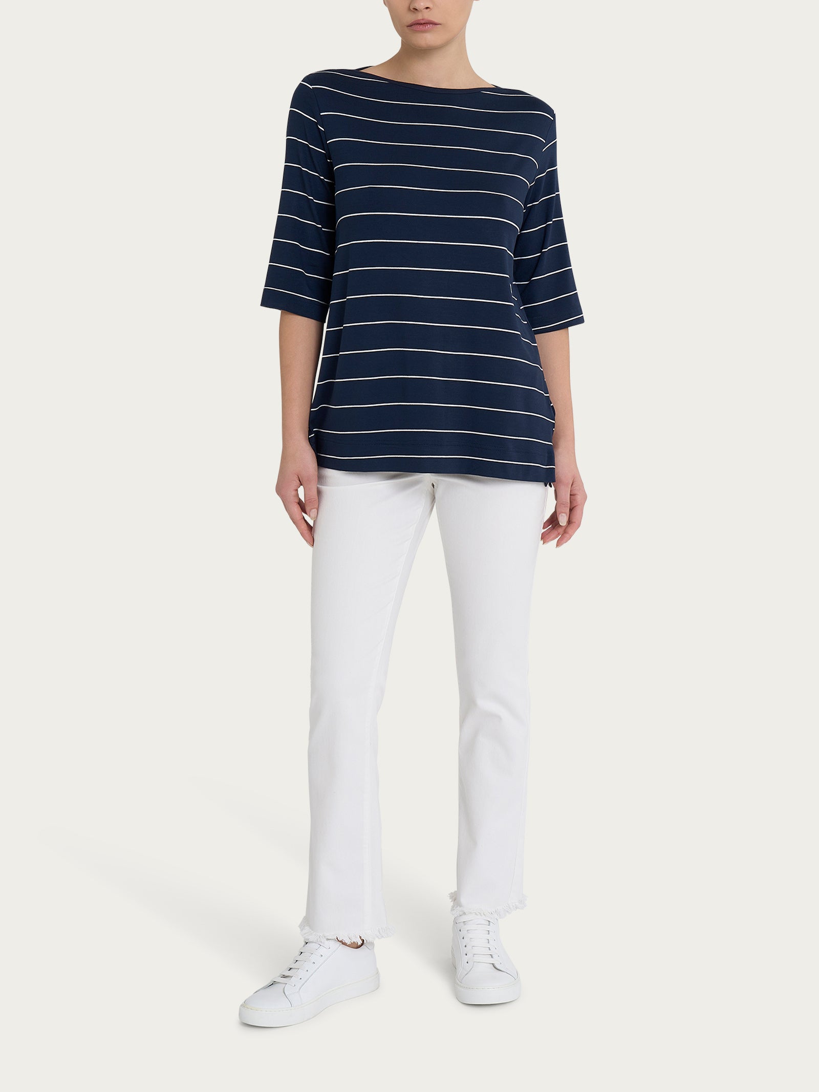 Ragno Viscosa Summer Maglietta righe 3/4 Bleu Riga Spaziata