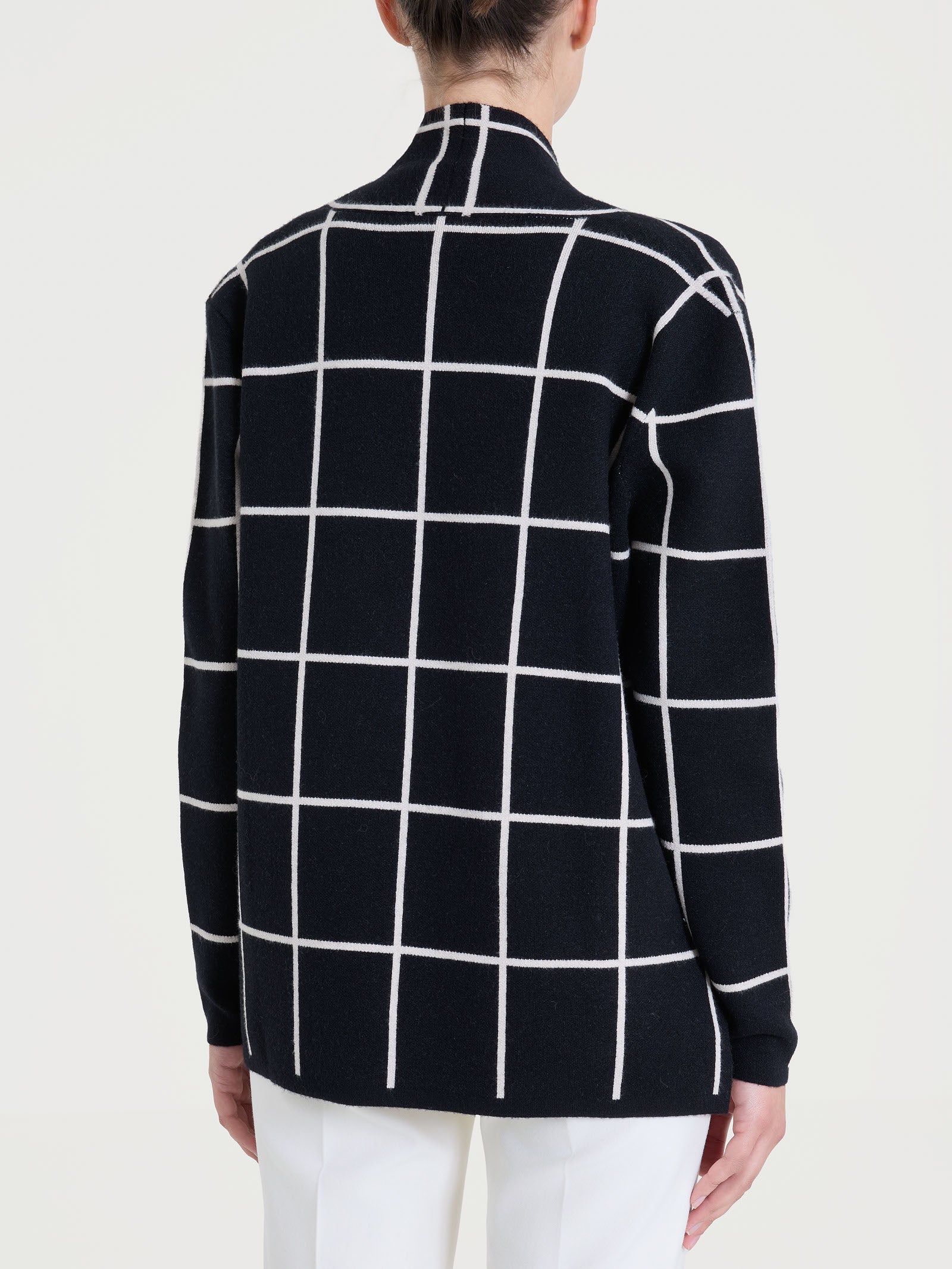 Ragno Super Soft Cardigan Aperto Check Nero Boxy