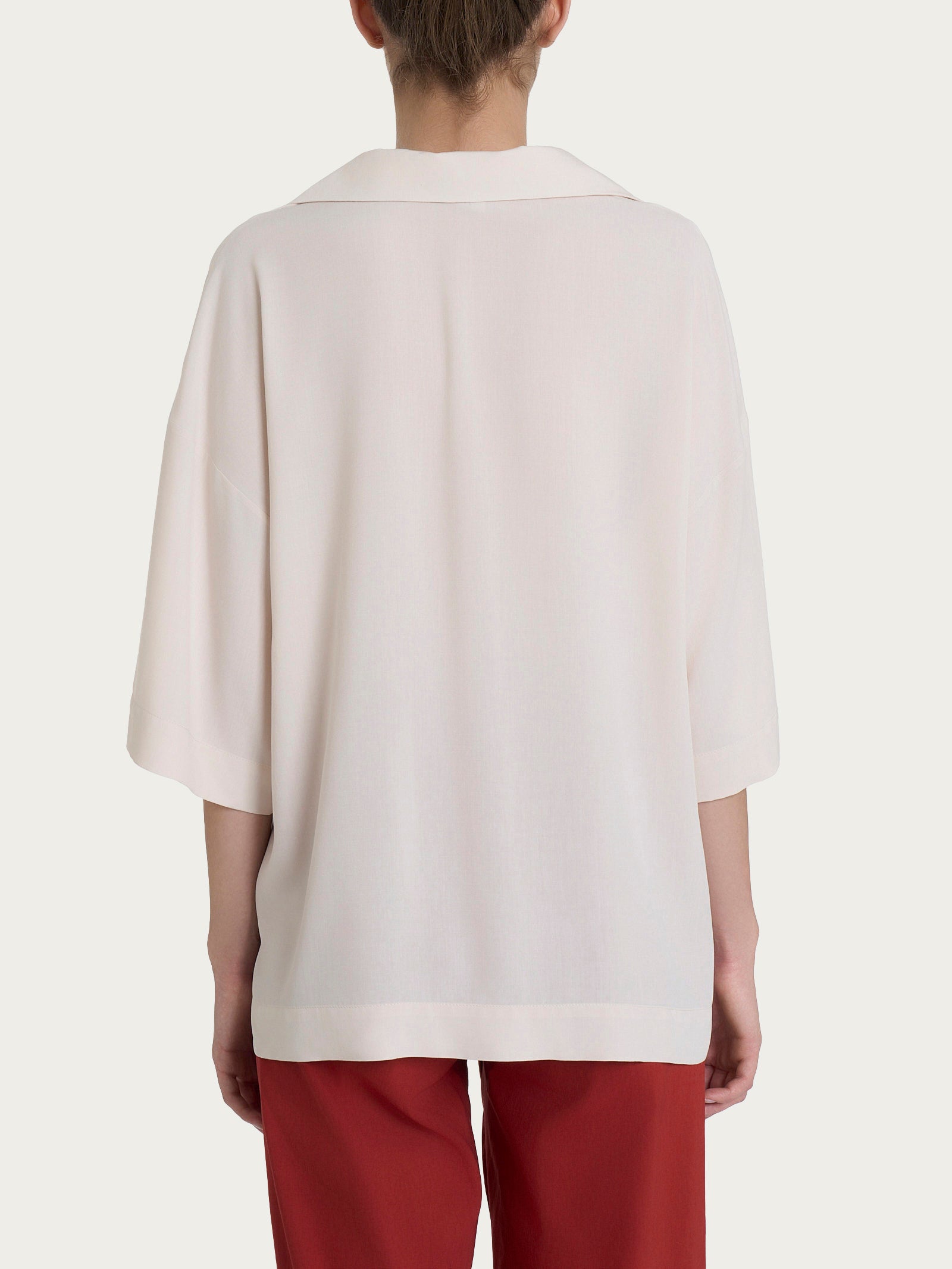 Ragno EcoSeta Blusa Colletto Polo Champignon in viscosa