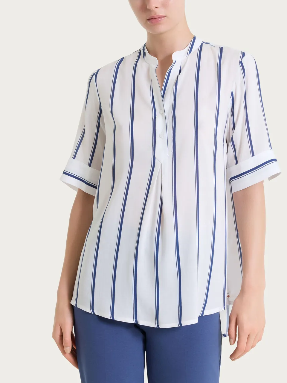 Ragno EcoSeta Blusa Righe Manica Corta Oceana