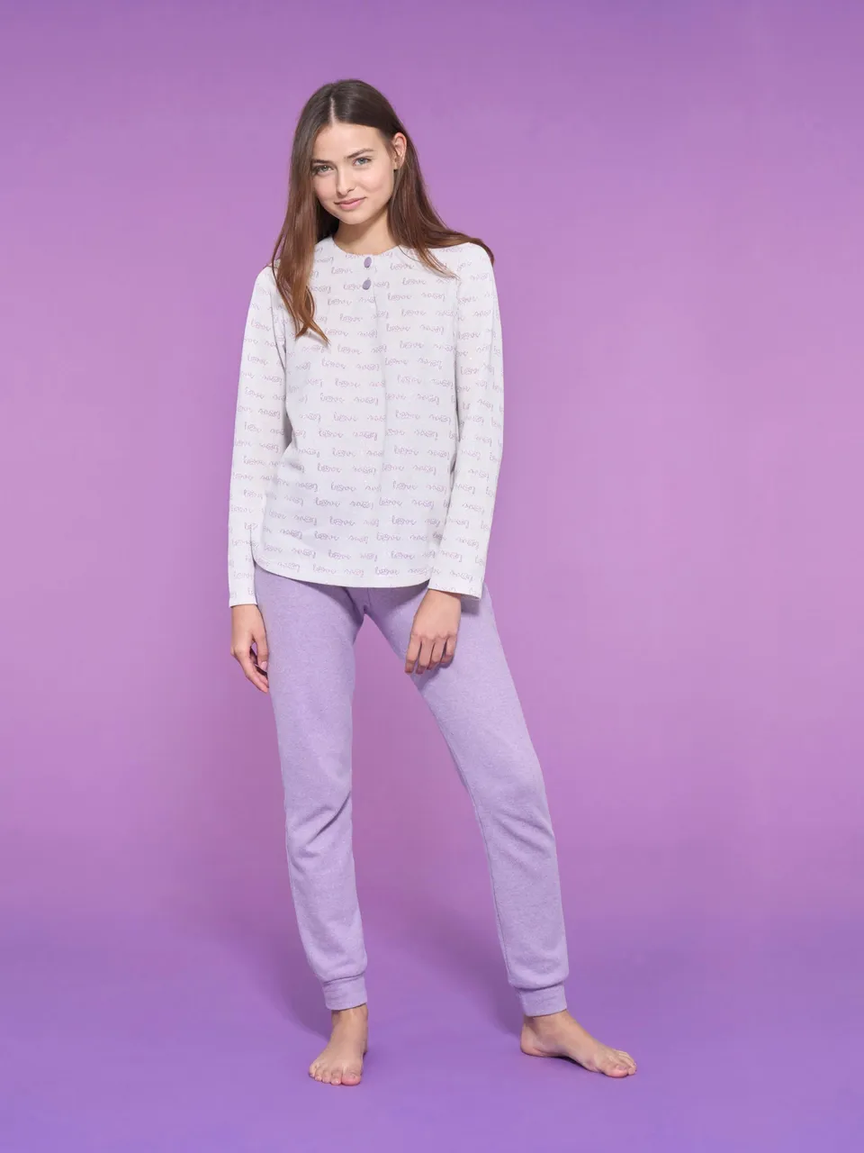 Ragno Cotton Eco Pile pigiama Love serafino Fant.Avorio