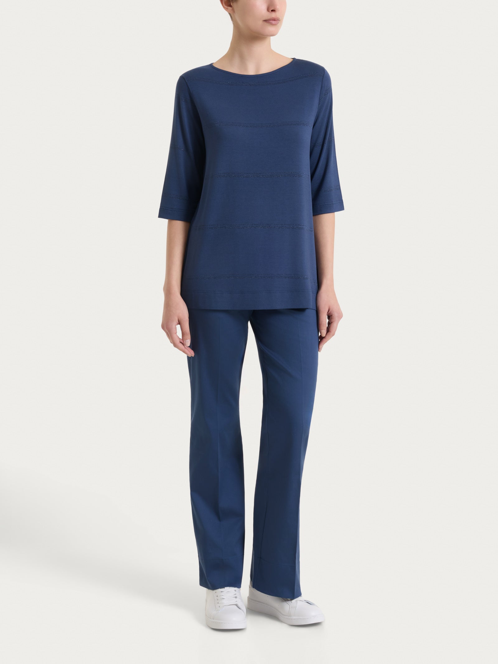 Ragno Viscosa Summer maglietta righe manica 3/4 blu Oceana lurex