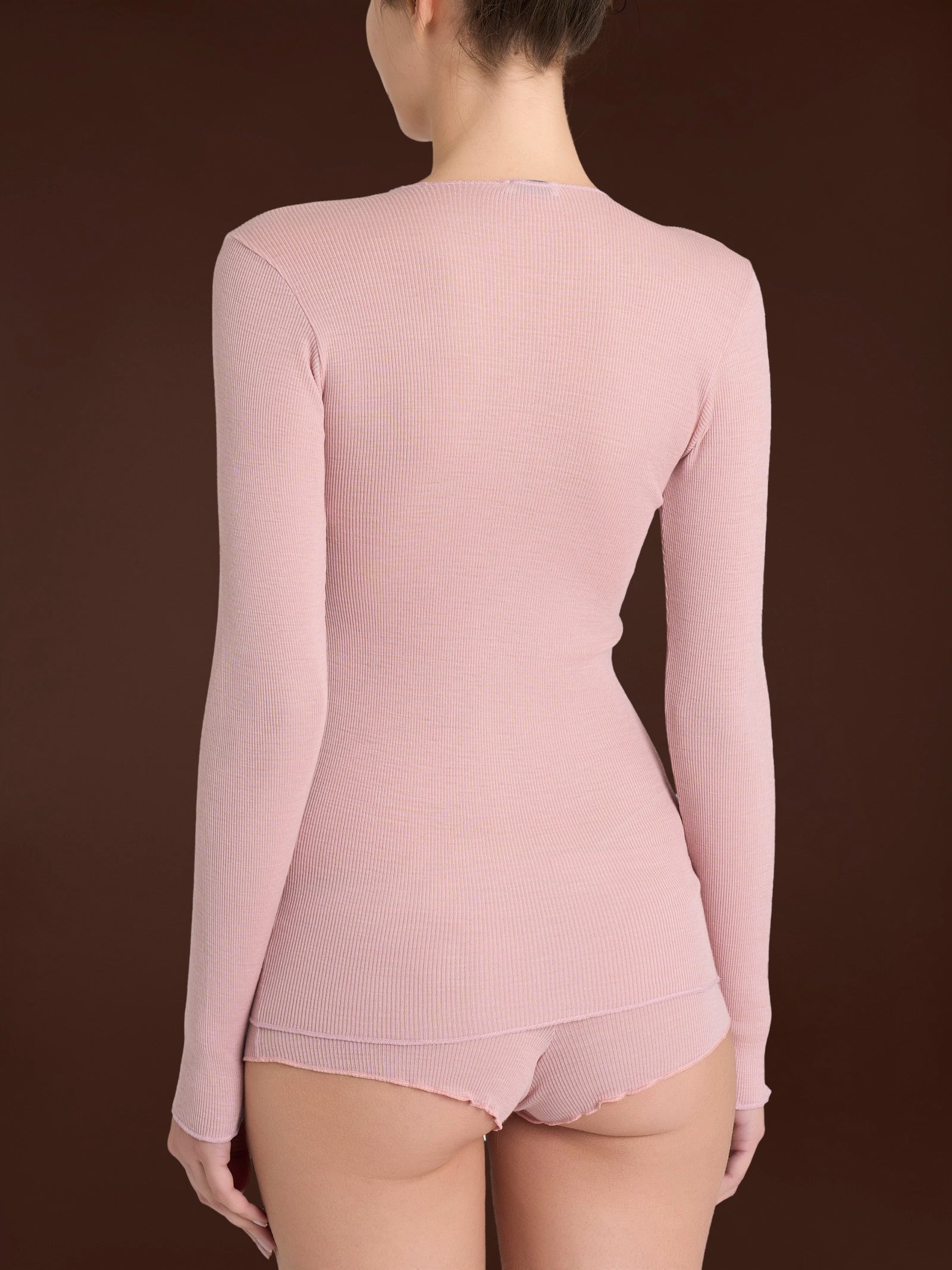 Ragno Lana Seta maglia girocollo rosa manica lunga