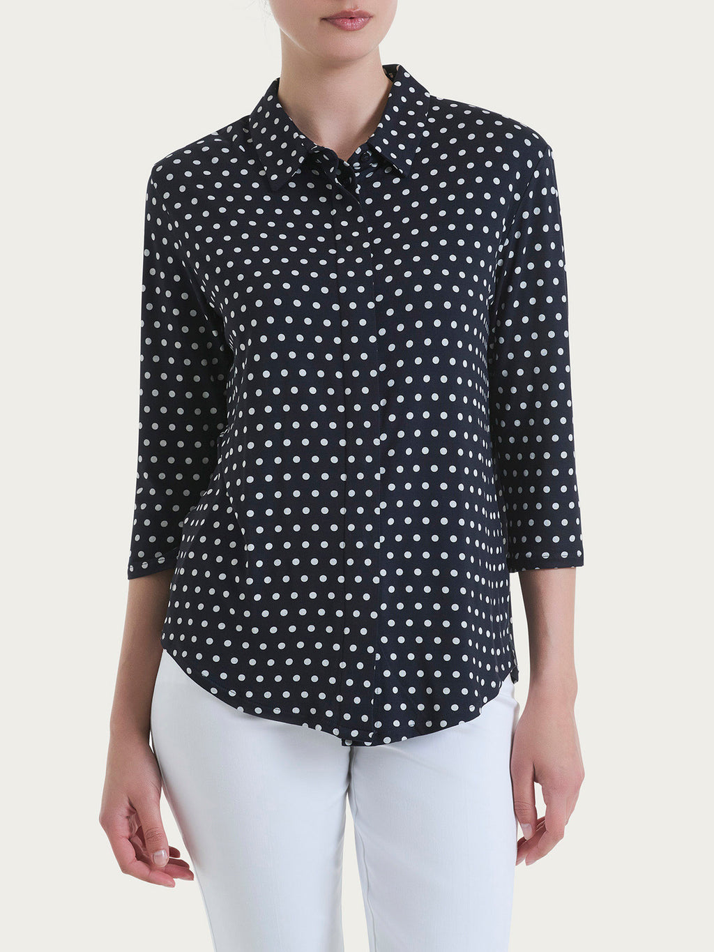 Ragno Viscosa Summer Camicia Donna Pois Blu
