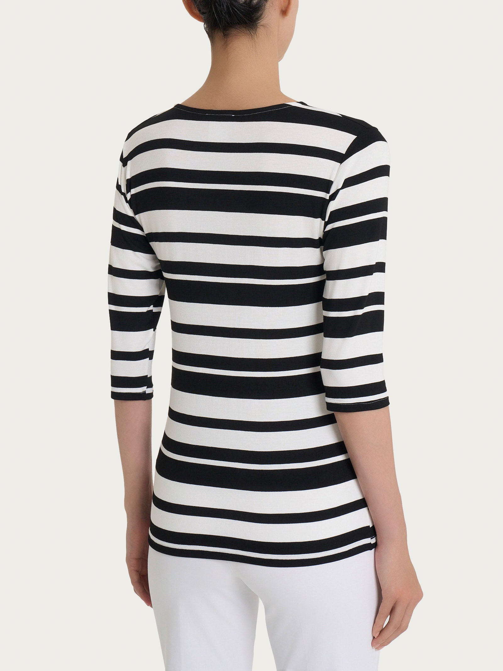 Ragno Viscosa Summer Maglietta V Nero Riga Skinny