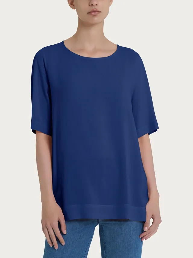 Ragno Ecoseta Camicetta Manica Corta Blu Raso
