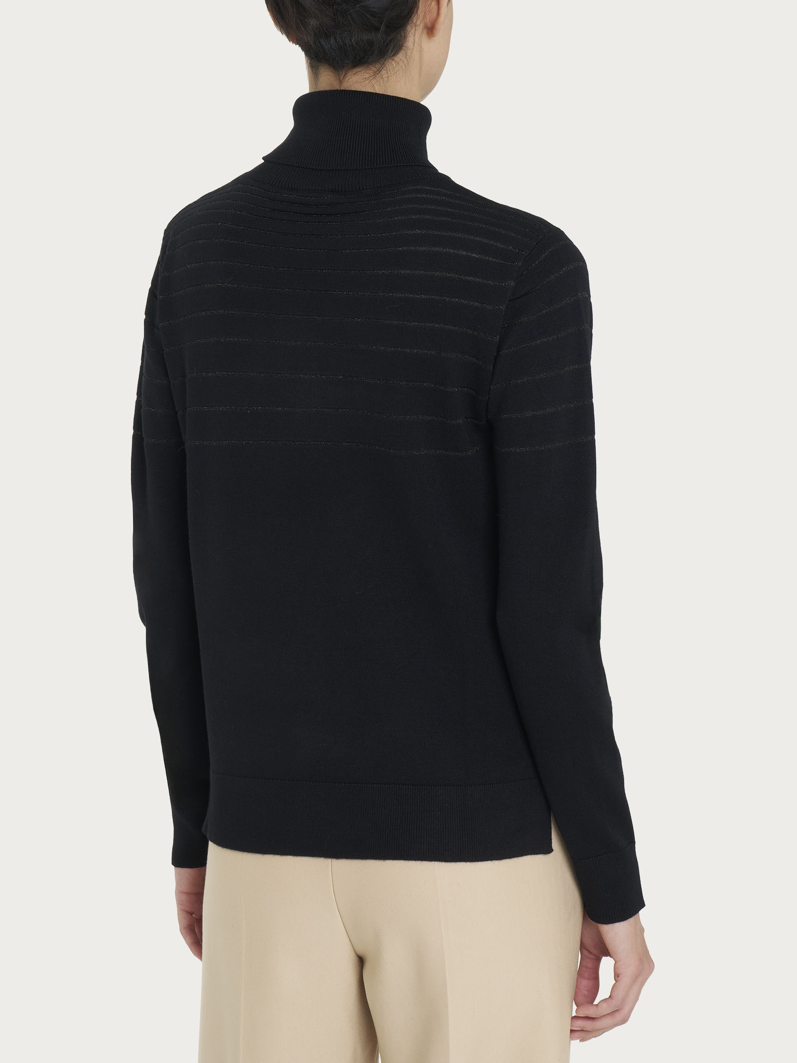 Ragno Four Seasons dolcevita righe lurex nero