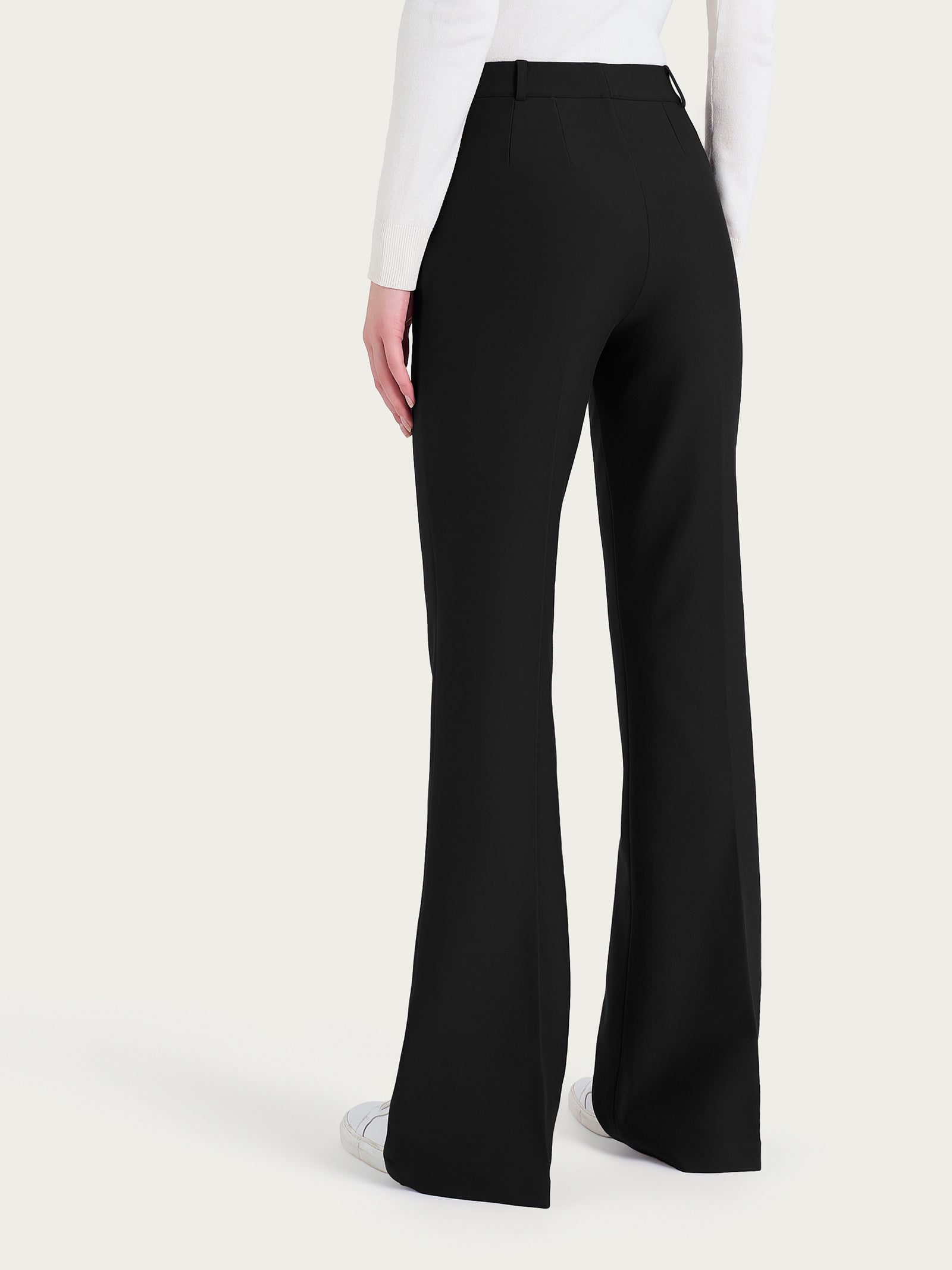 Ragno Compact pantalone flare nero lungo con tasche